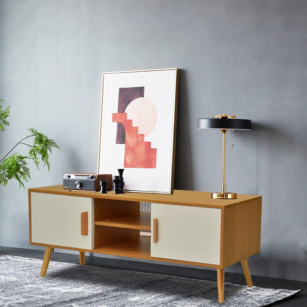 Entertainment Unit Tv Unit With Ample Storage And Double-Doors 120Cm
