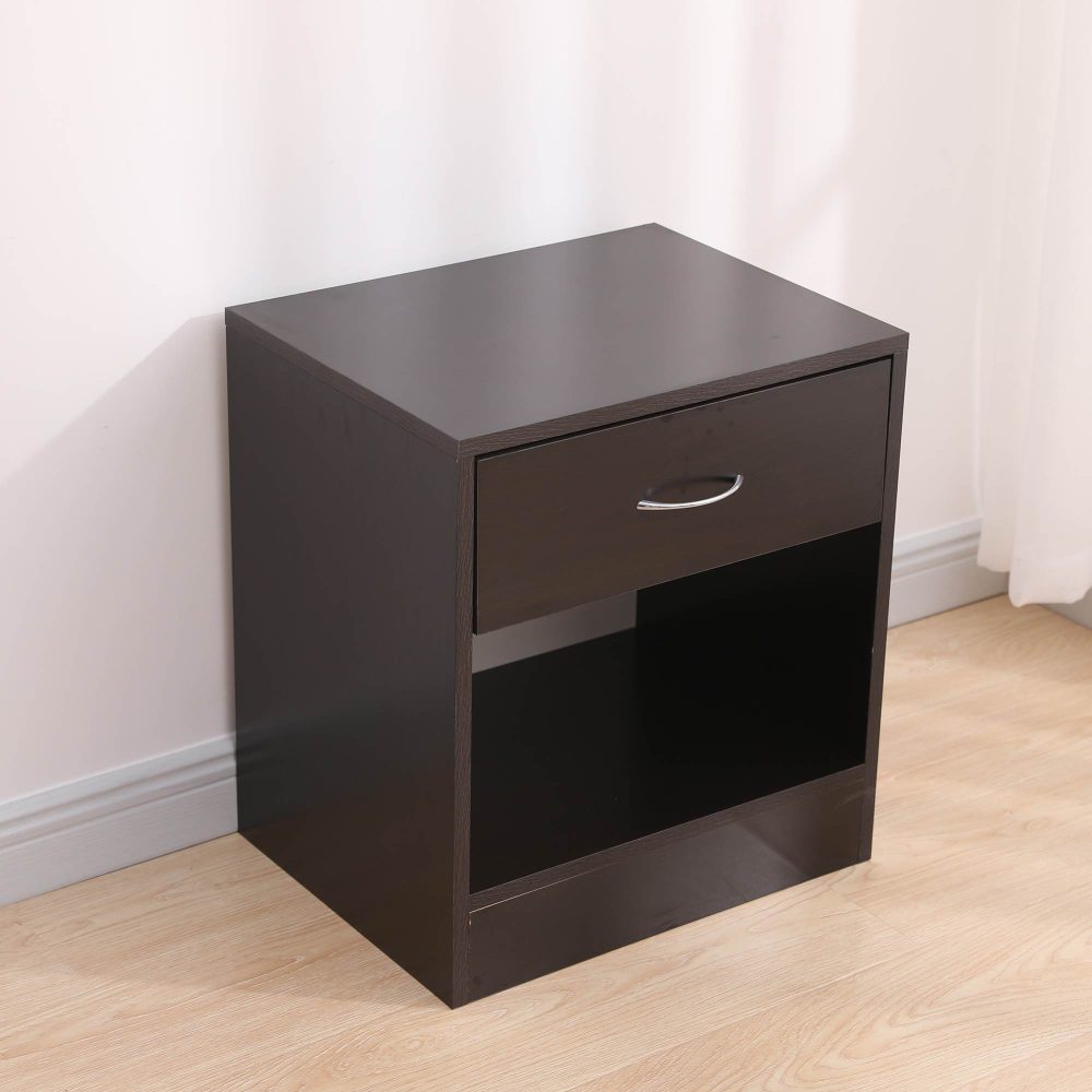 Bedside Table Nightstand With Drawer Set Of 2 Brown