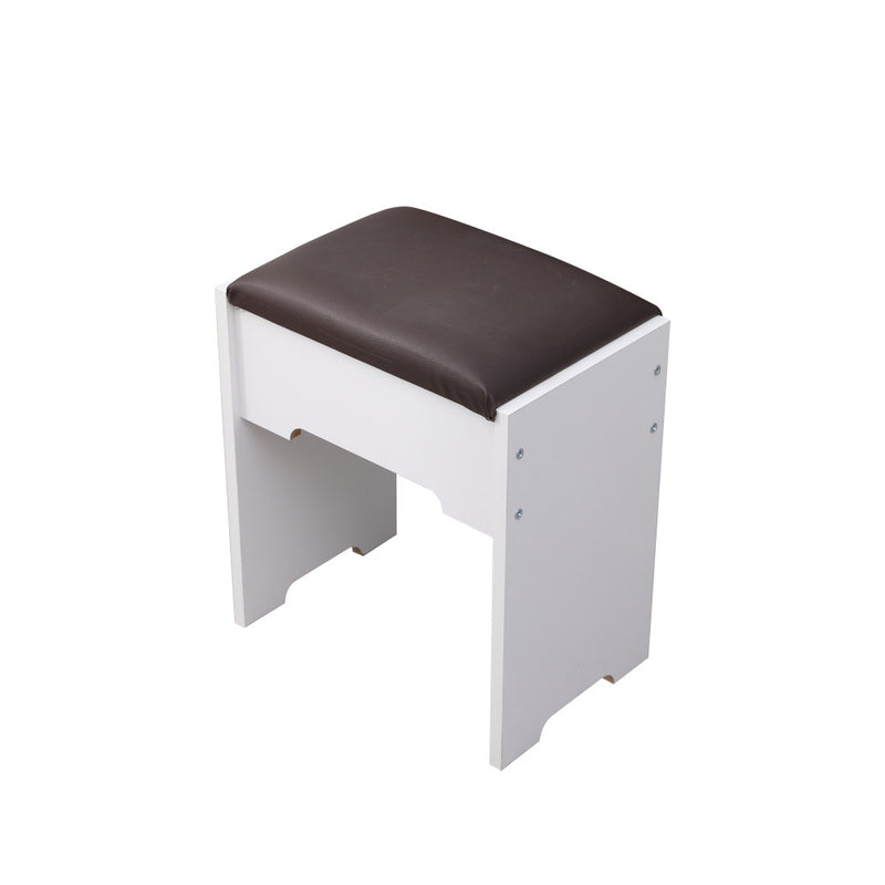 Vanity Set With Shelves Cushioned Stool And Lighted Mirror- White - Dressing Vanity & Dressing Tables
