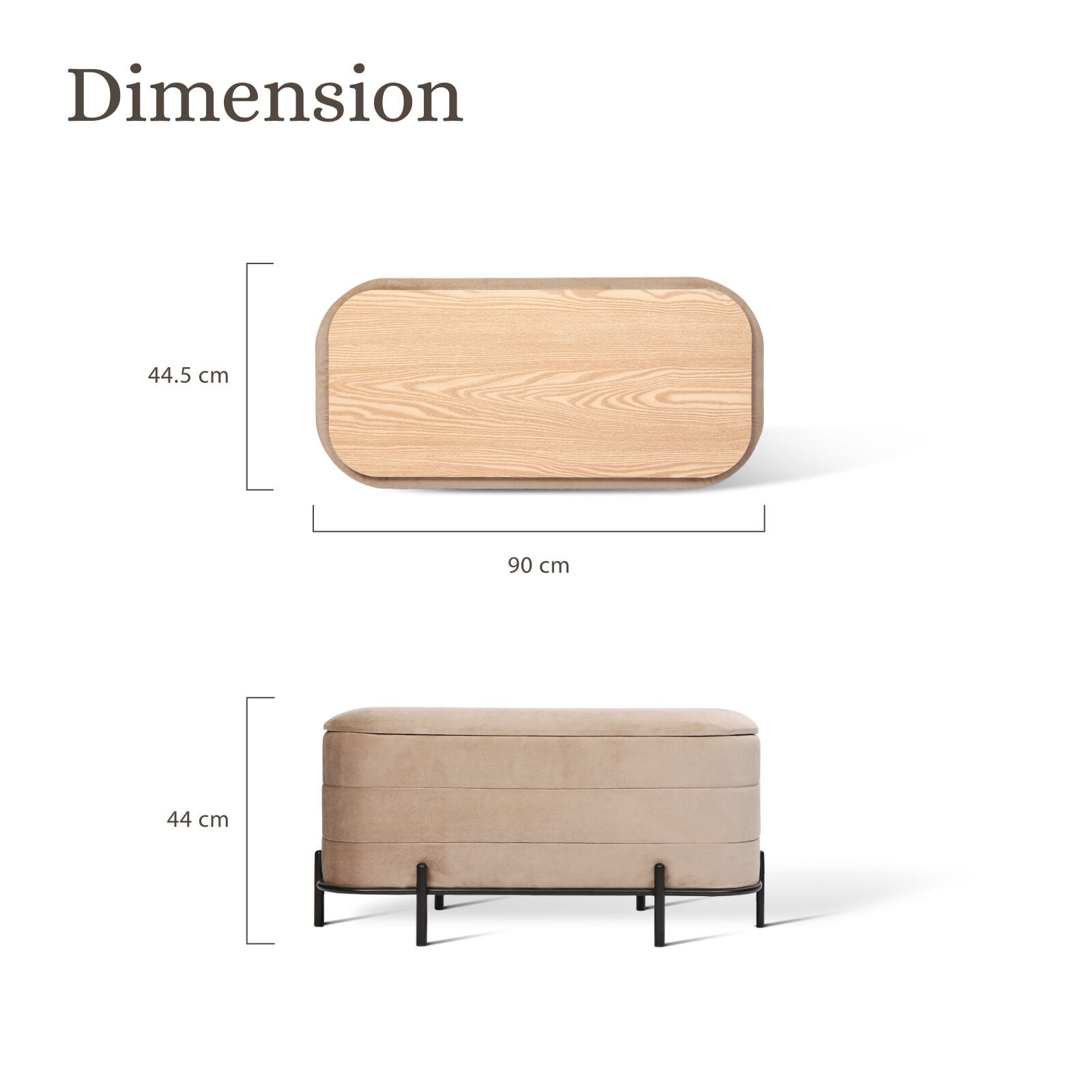 Storage Ottoman Velvet Bench 90x44.5x44cm