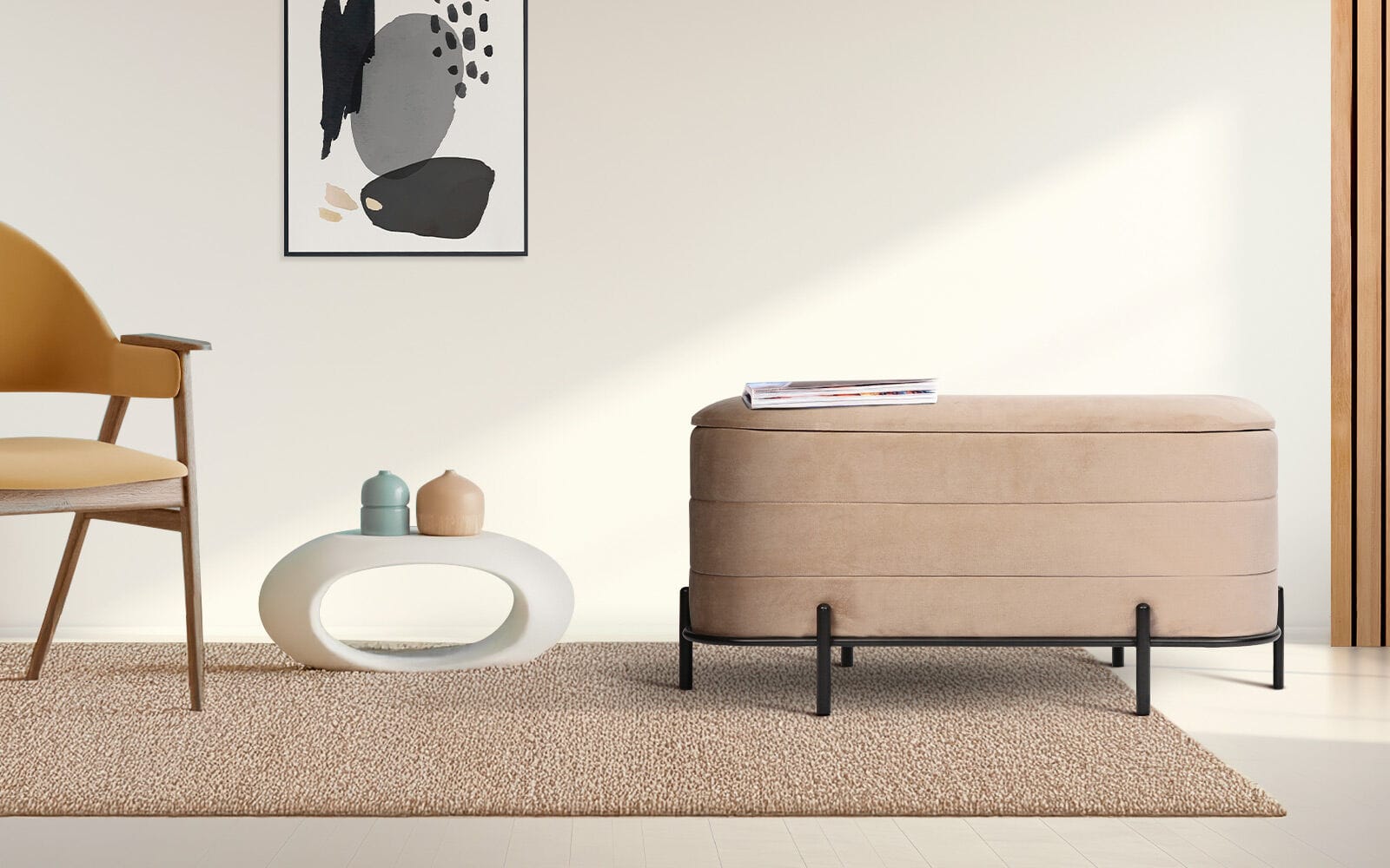 Storage Ottoman Velvet Bench 90x44.5x44cm