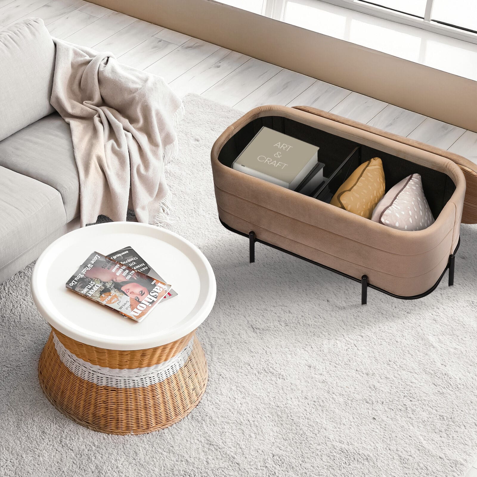 Storage Ottoman Velvet Bench 90x44.5x44cm