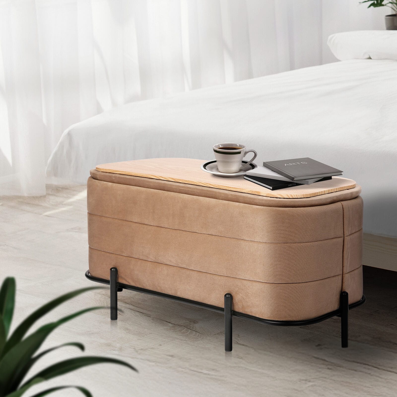 Storage Ottoman Velvet Bench 90x44.5x44cm