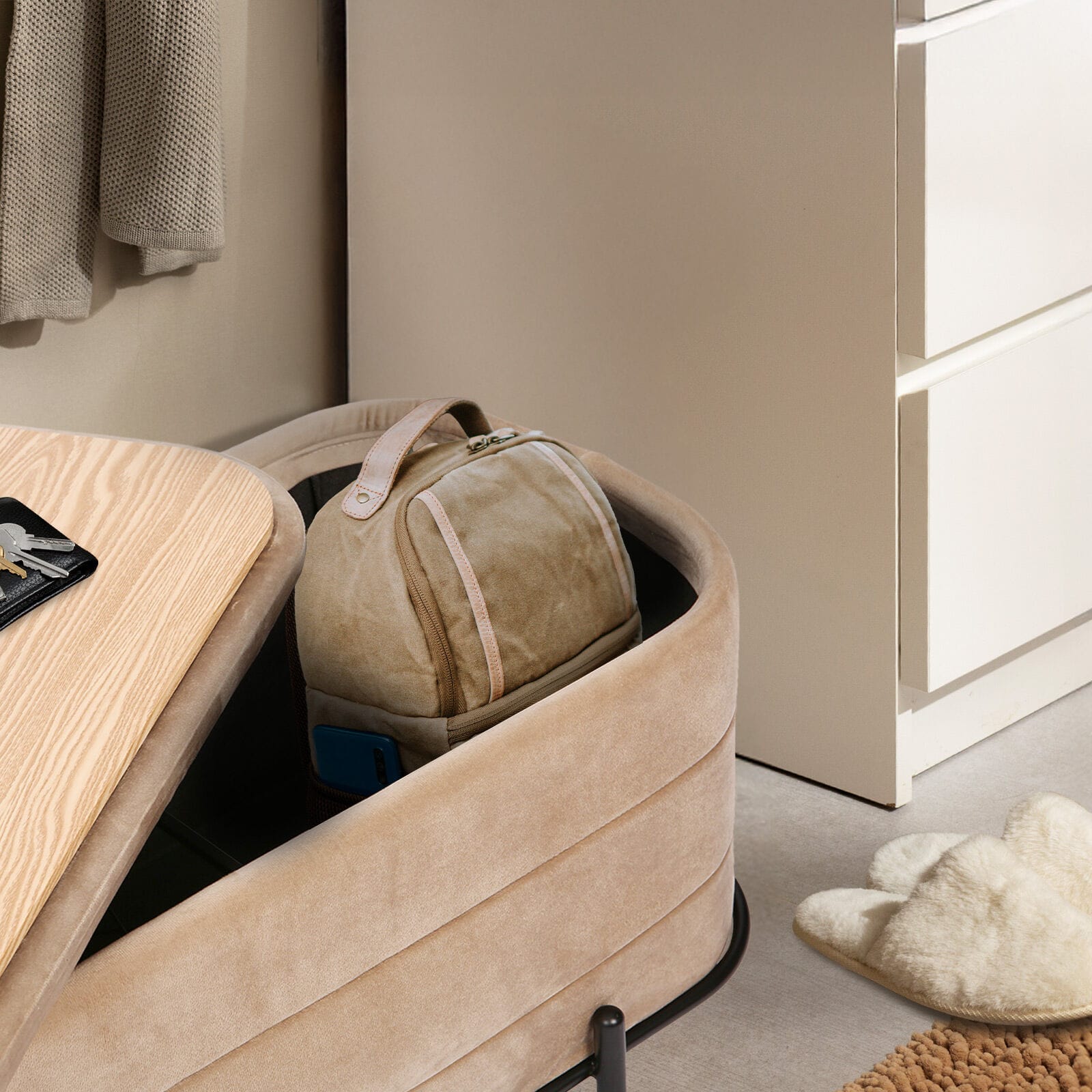 Storage Ottoman Velvet Bench 90x44.5x44cm