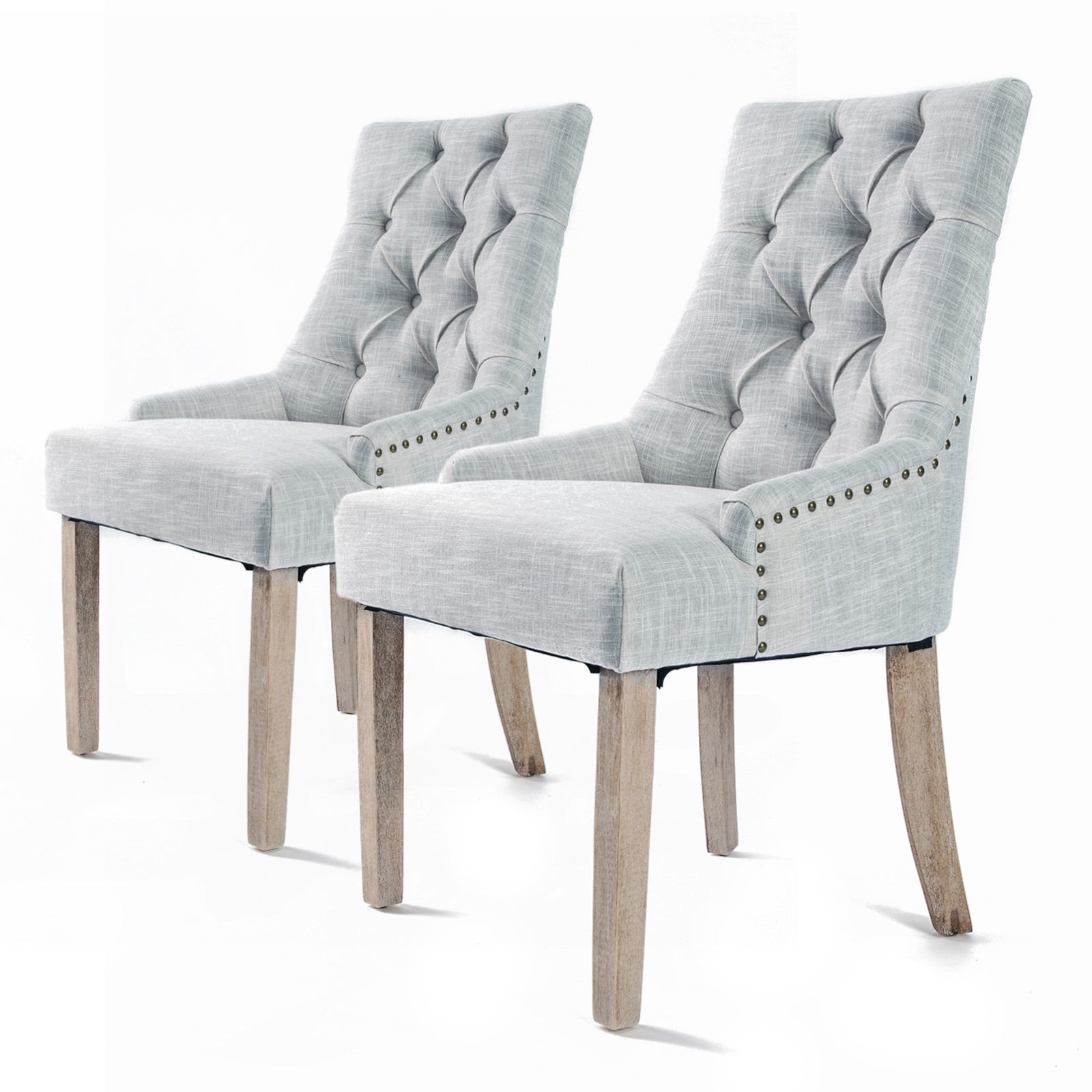 2X French Provincial Dining Chair Oak Leg AMOUR GREY - Oak colour