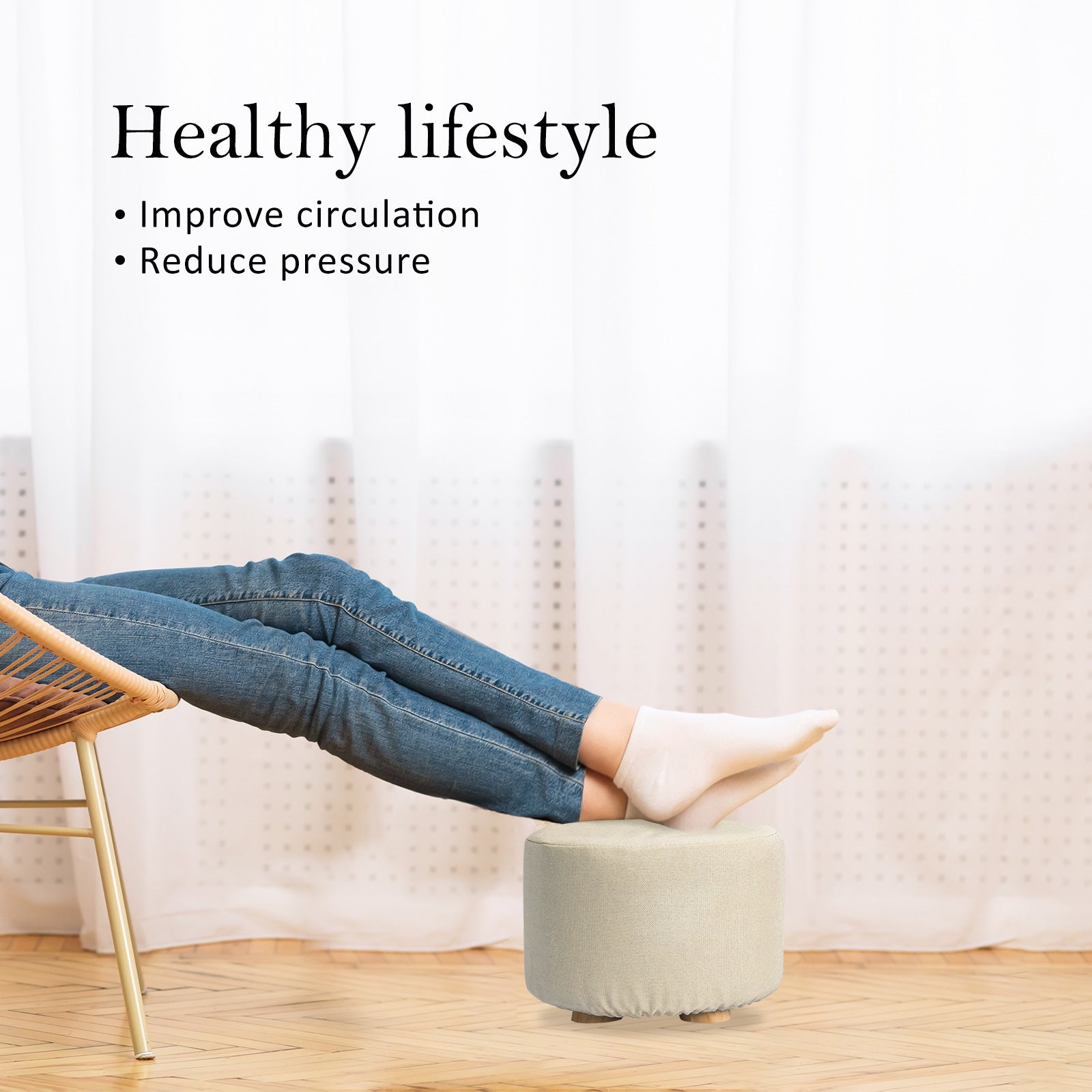 Round Fabric Ottoman