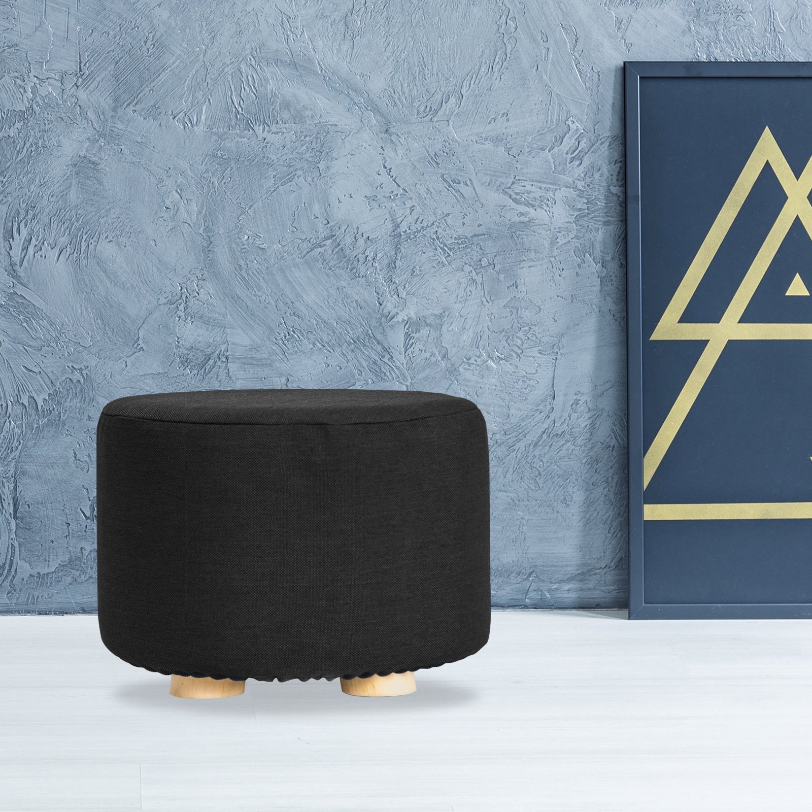 Black Fabric Ottoman