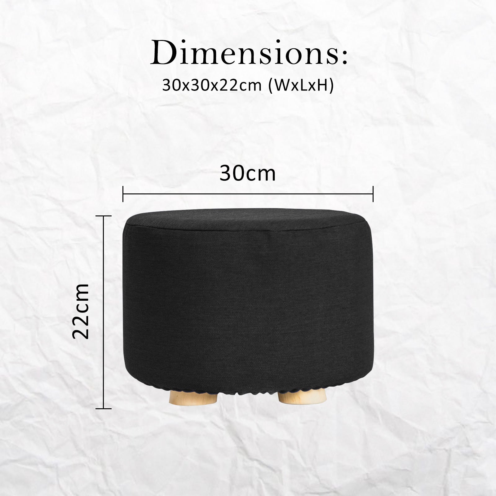 Black Fabric Ottoman