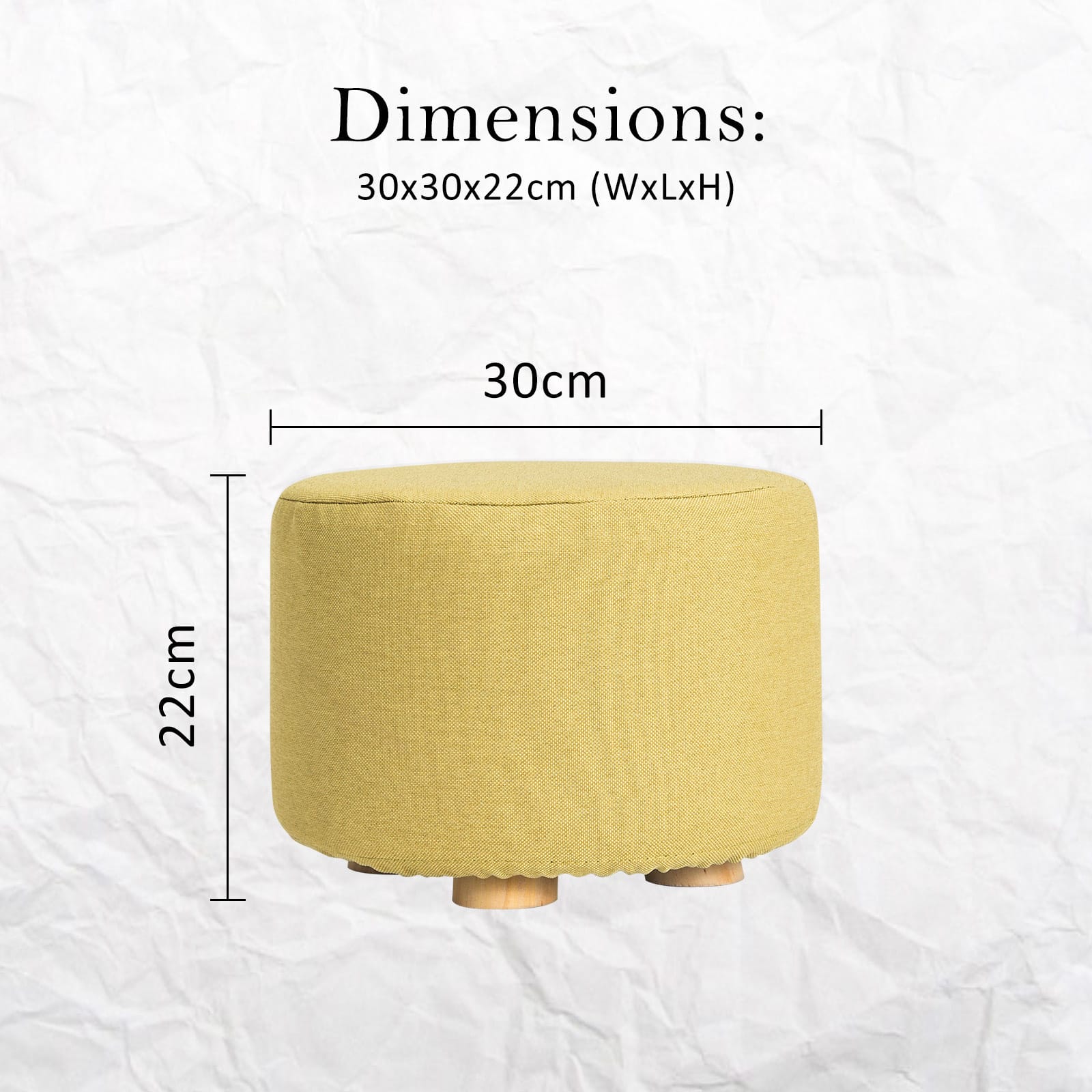 Fabric Ottoman Foot Stool Round 30x30x22cm