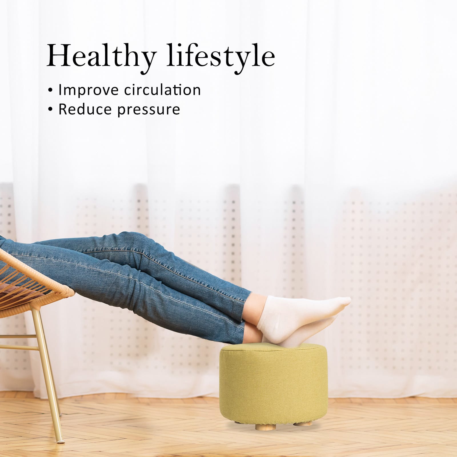 Fabric Ottoman Foot Stool Round 30x30x22cm