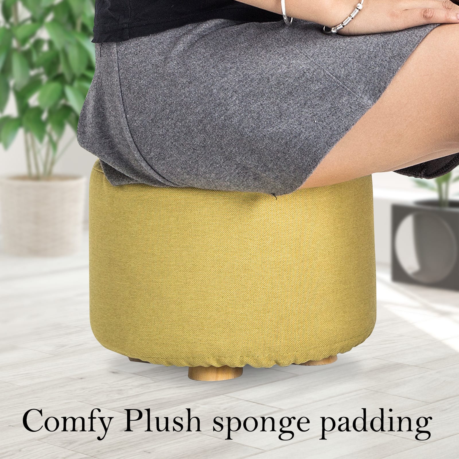 Fabric Ottoman Foot Stool Round 30x30x22cm