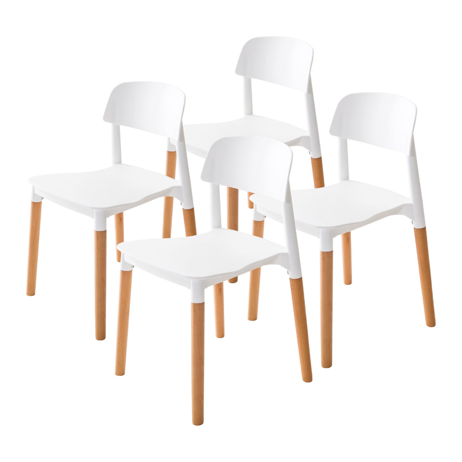 4X Retro Belloch Stackable Dining Cafe Chair WHITE with Kitchen & Dining Chairs