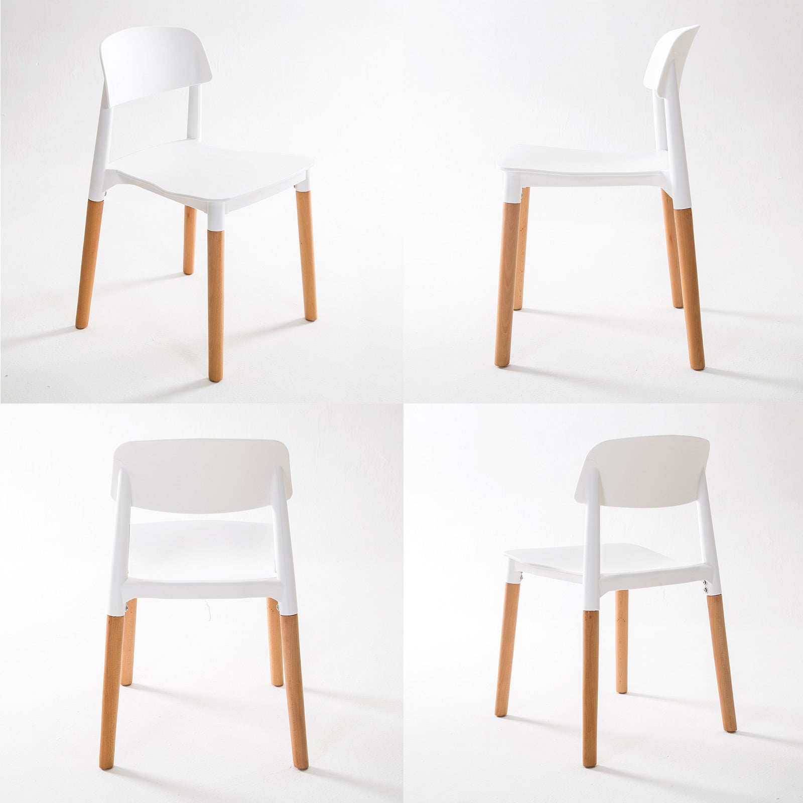 4X Retro Belloch Stackable Dining Cafe Chair WHITE with White colour