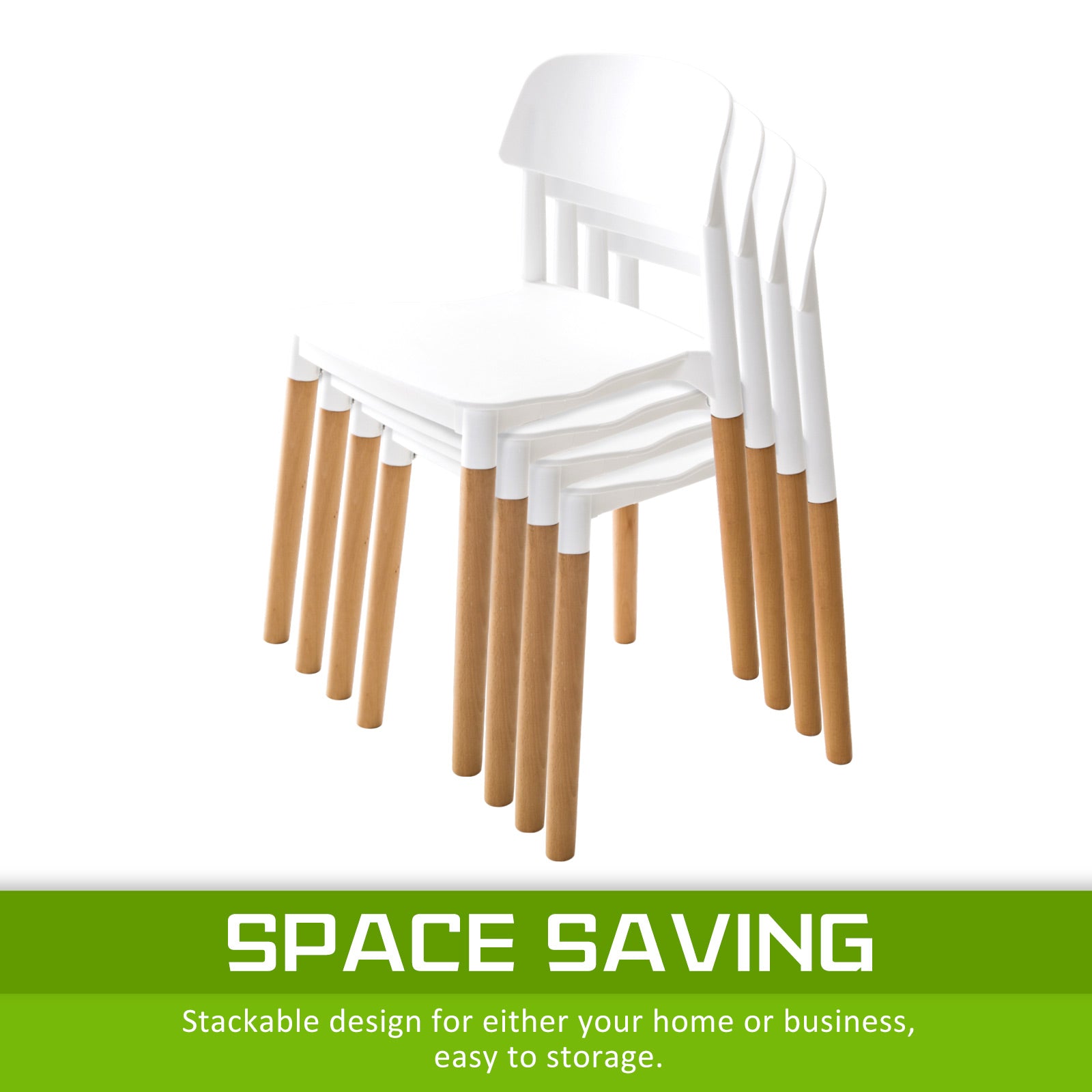 4X Retro Belloch Stackable Dining Cafe Chair WHITE, Kitchen & Dining Chairs