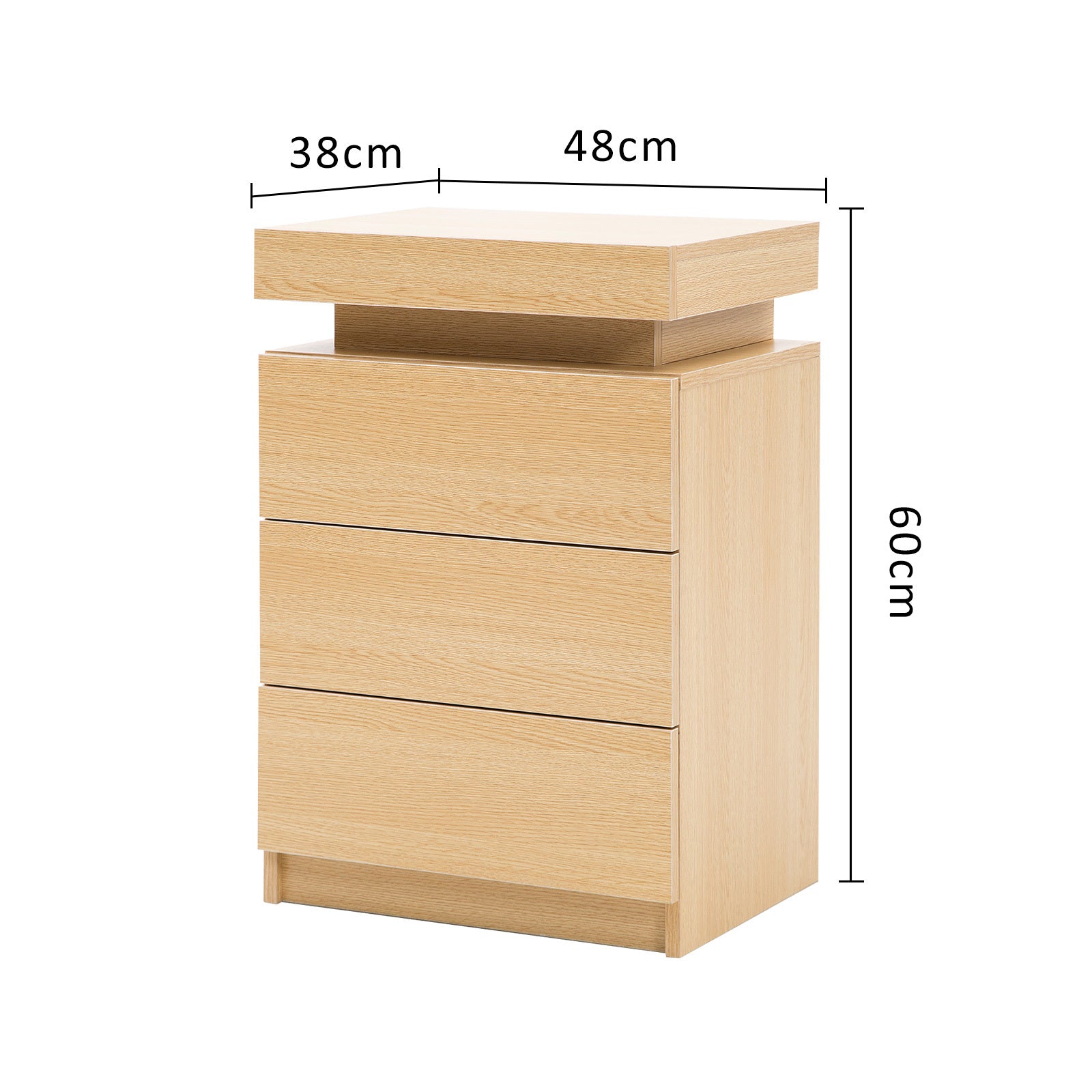 Radiant Nightstand: Led Gloss Glory Black/Oak/White