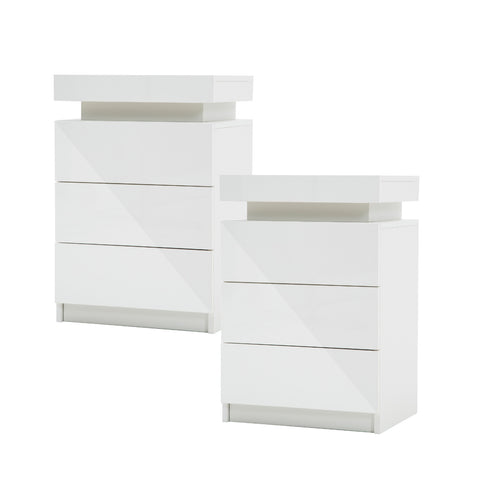 Radiant Nightstand: Led Gloss Glory Black/Oak/White