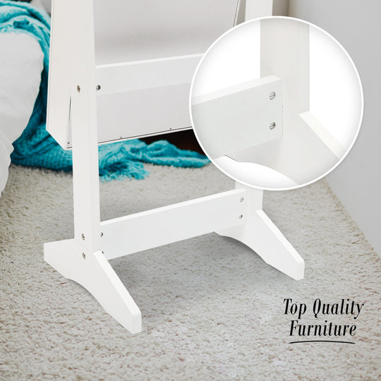 White Mirror Jewellery Cabinet Organiser Luvo - 146Cm