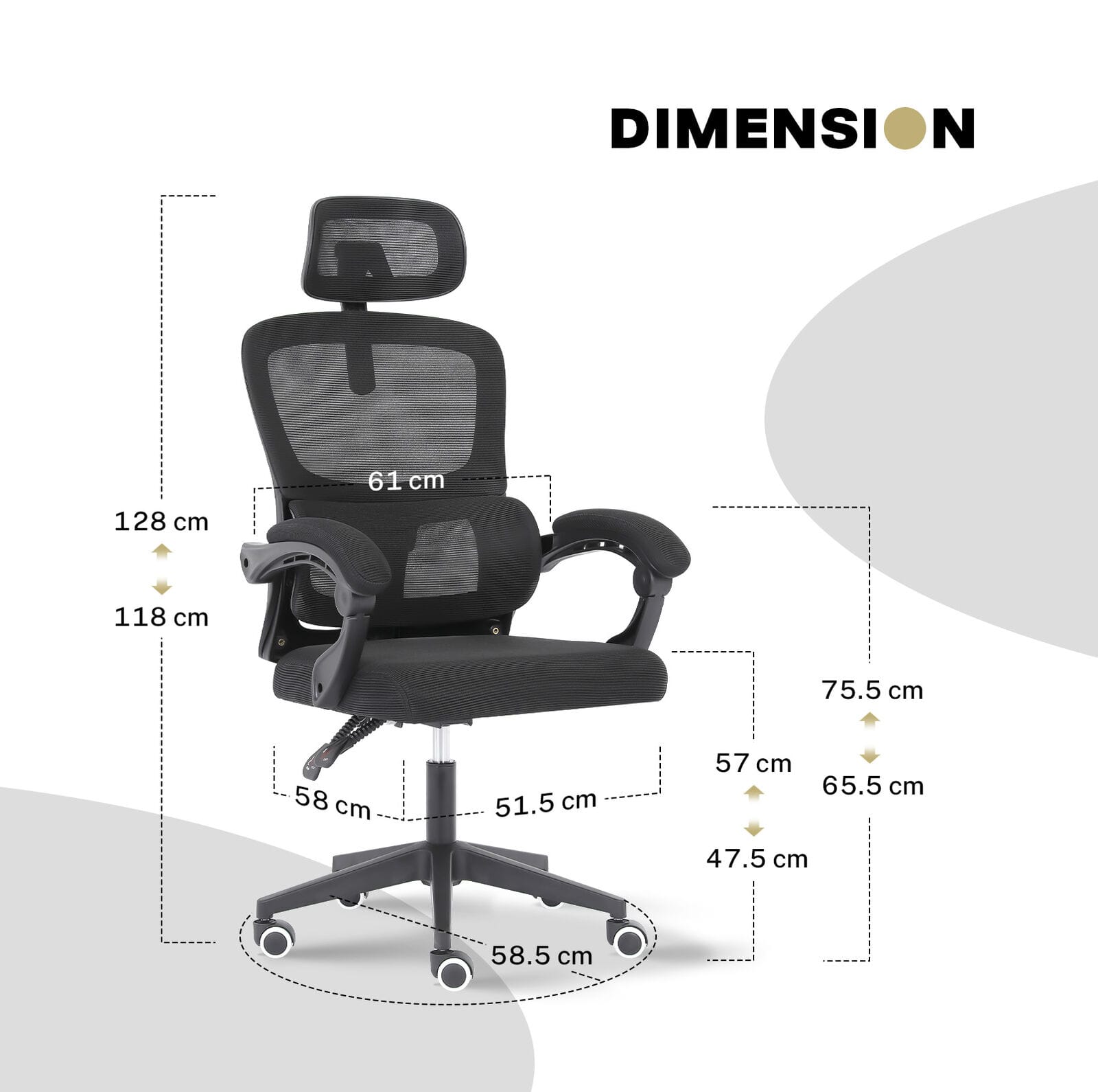 Ergonomic Office Chair Recliner 58x58x118cm