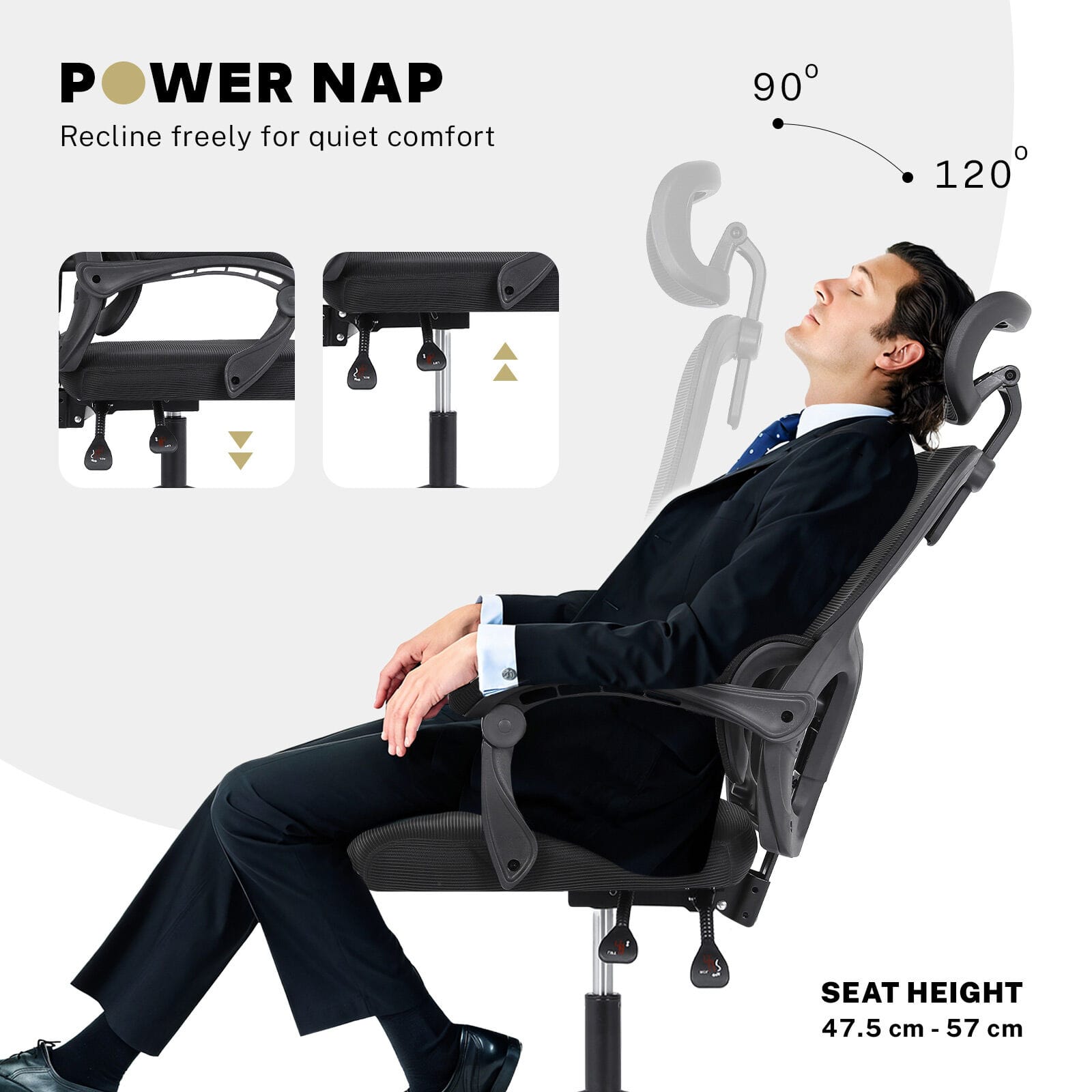 Ergonomic Office Chair Recliner 58x58x118cm