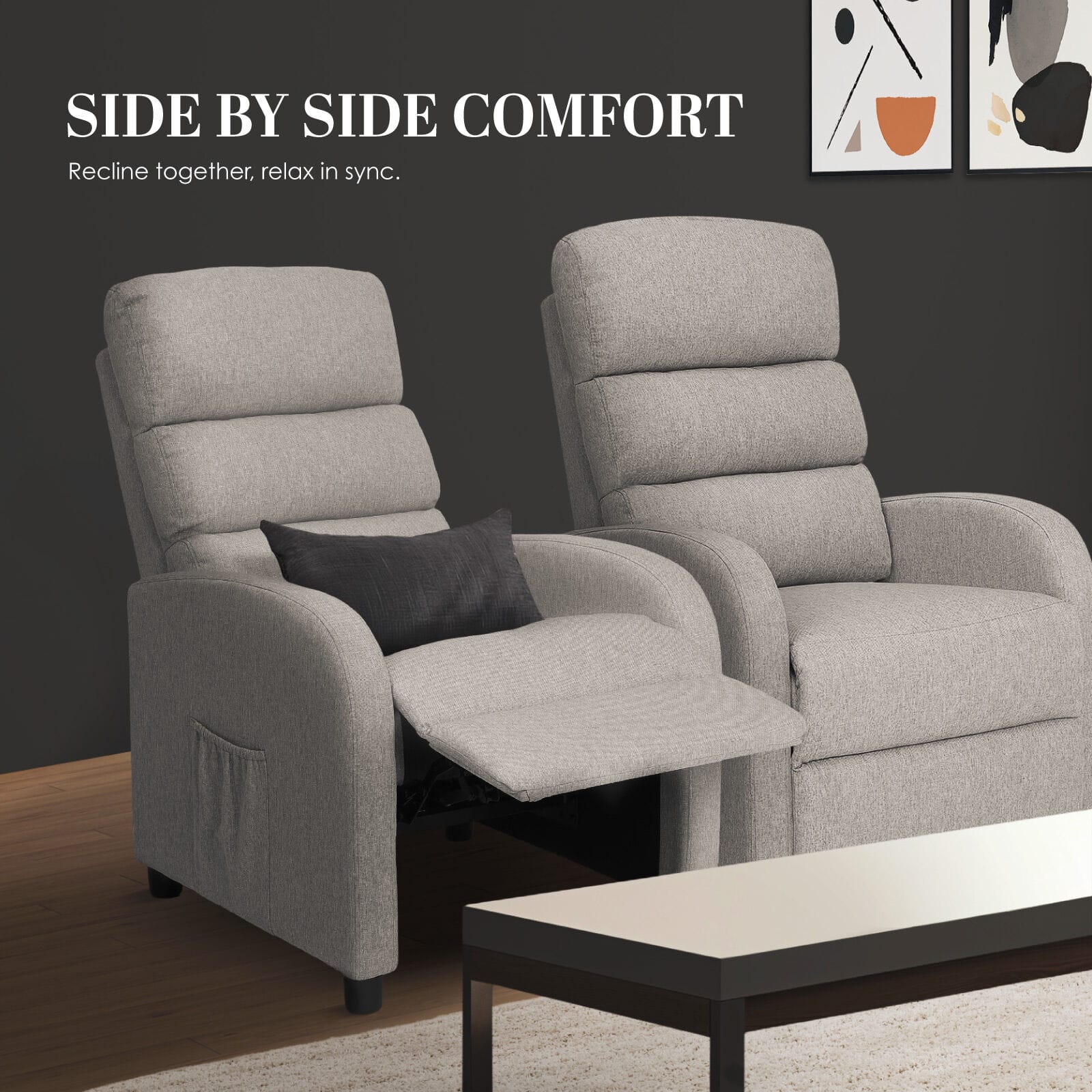 Grey Fabric Recliner Chair