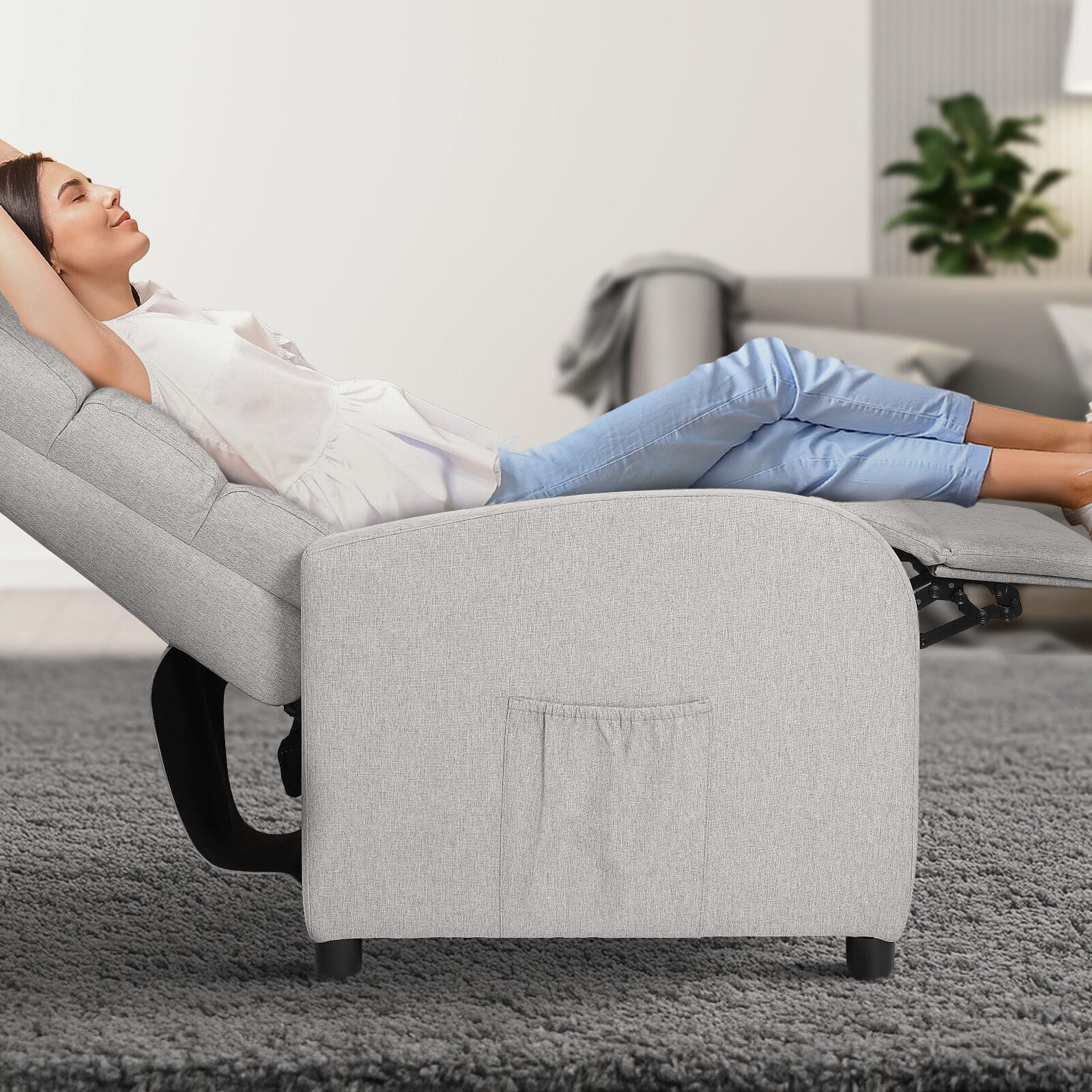Grey Fabric Recliner Chair