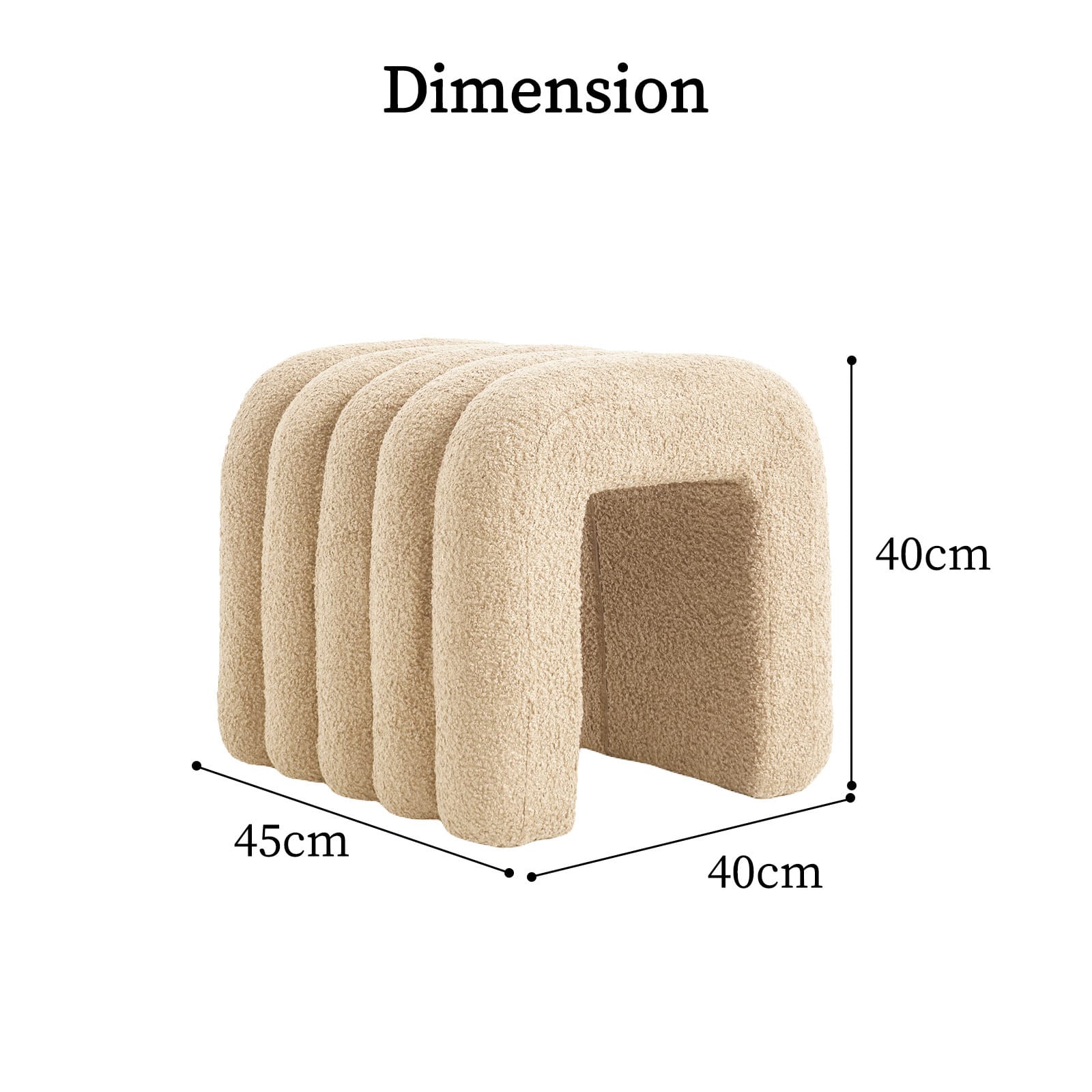 Beige stool 45x40x40cm, view 12