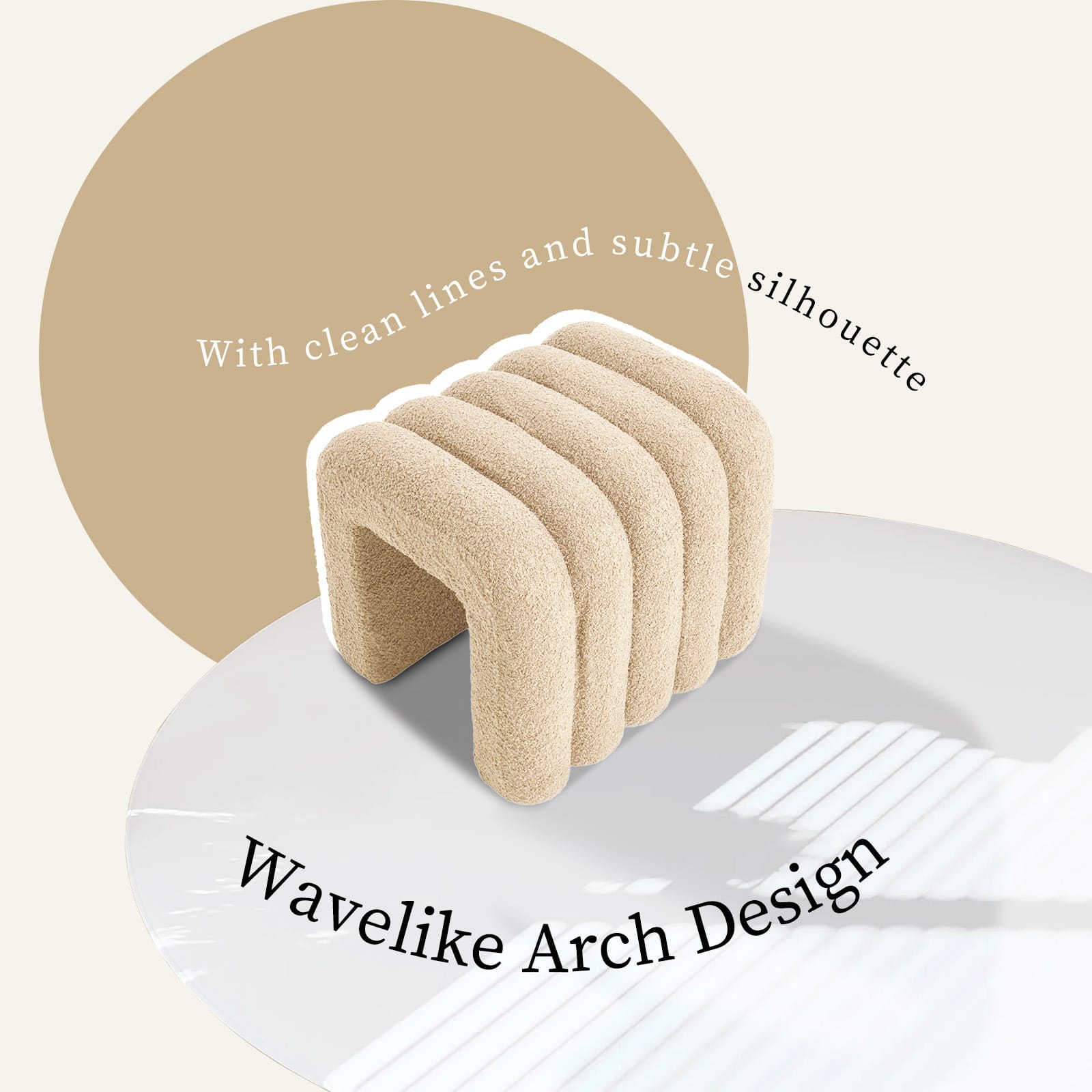 Beige stool 45x40x40cm, in room setting