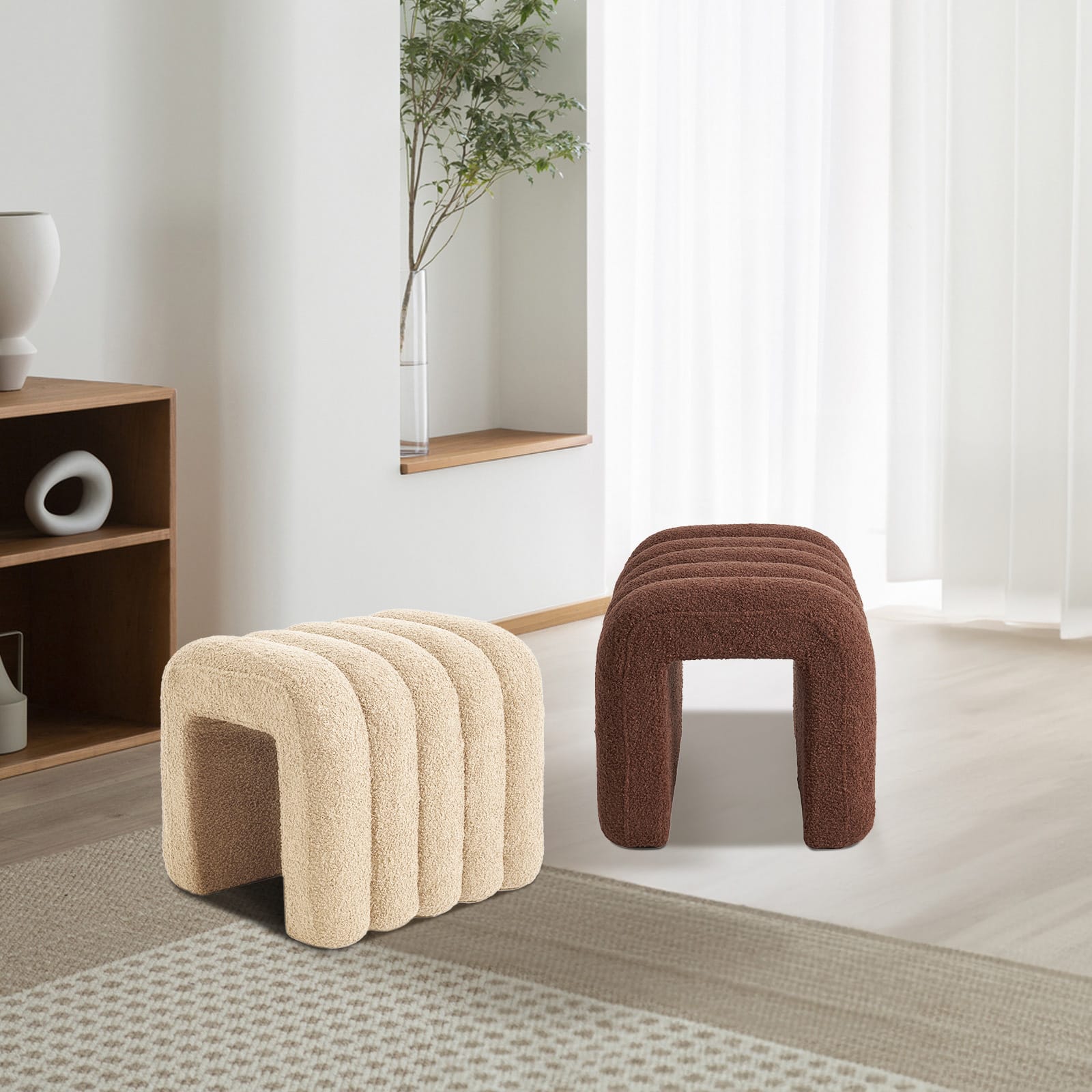 Beige stool 45x40x40cm, view 9