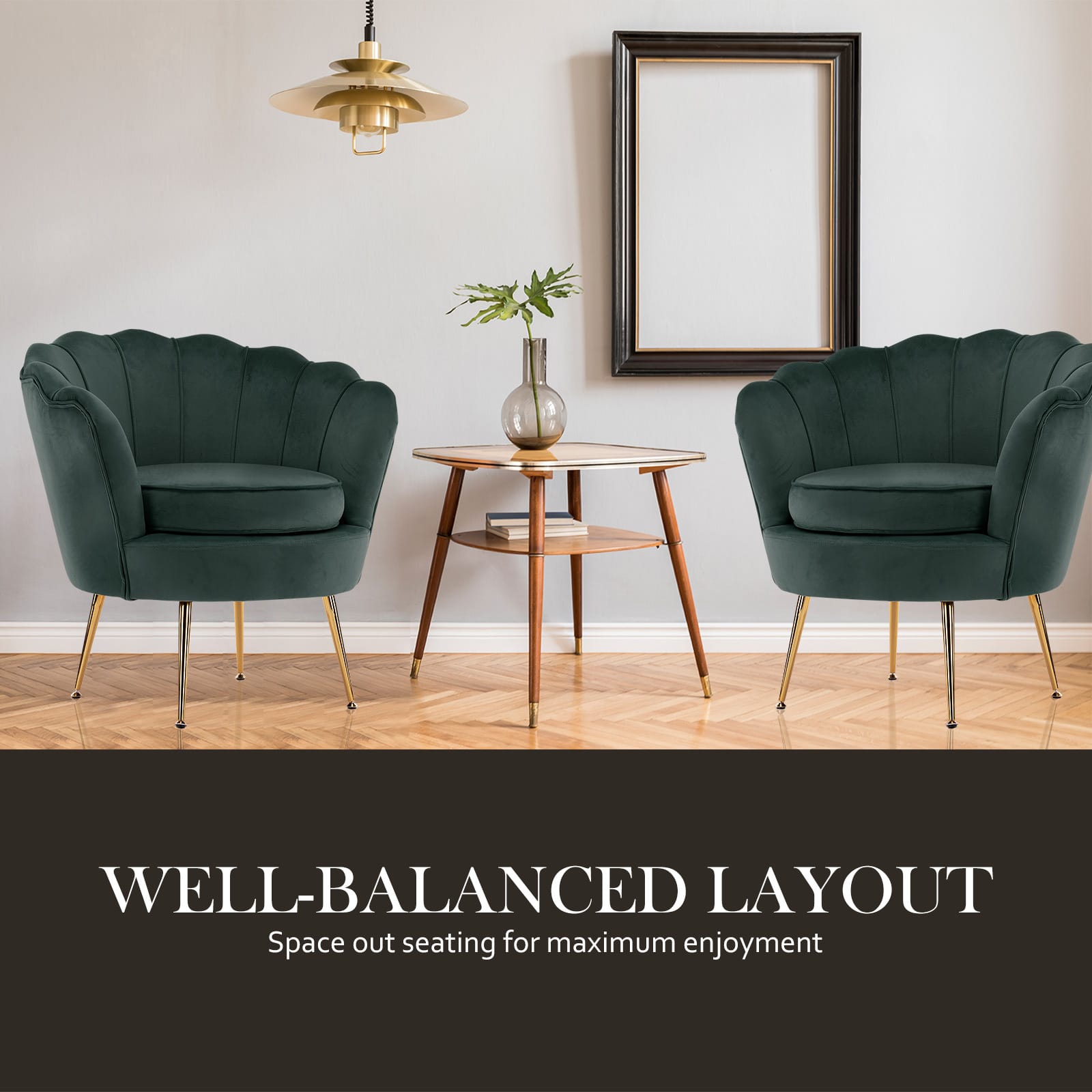 Velvet Armchair Green Accent 63x73x74cm