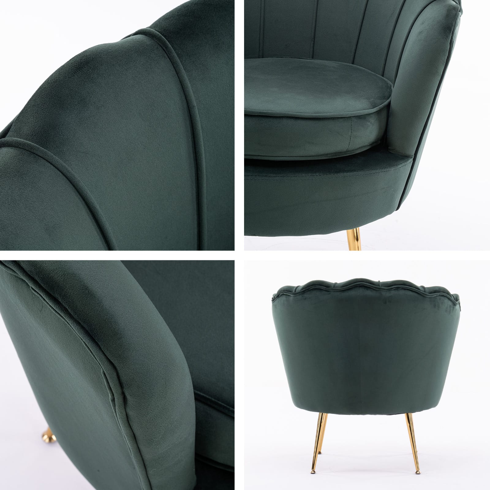 Velvet Armchair Green Accent 63x73x74cm