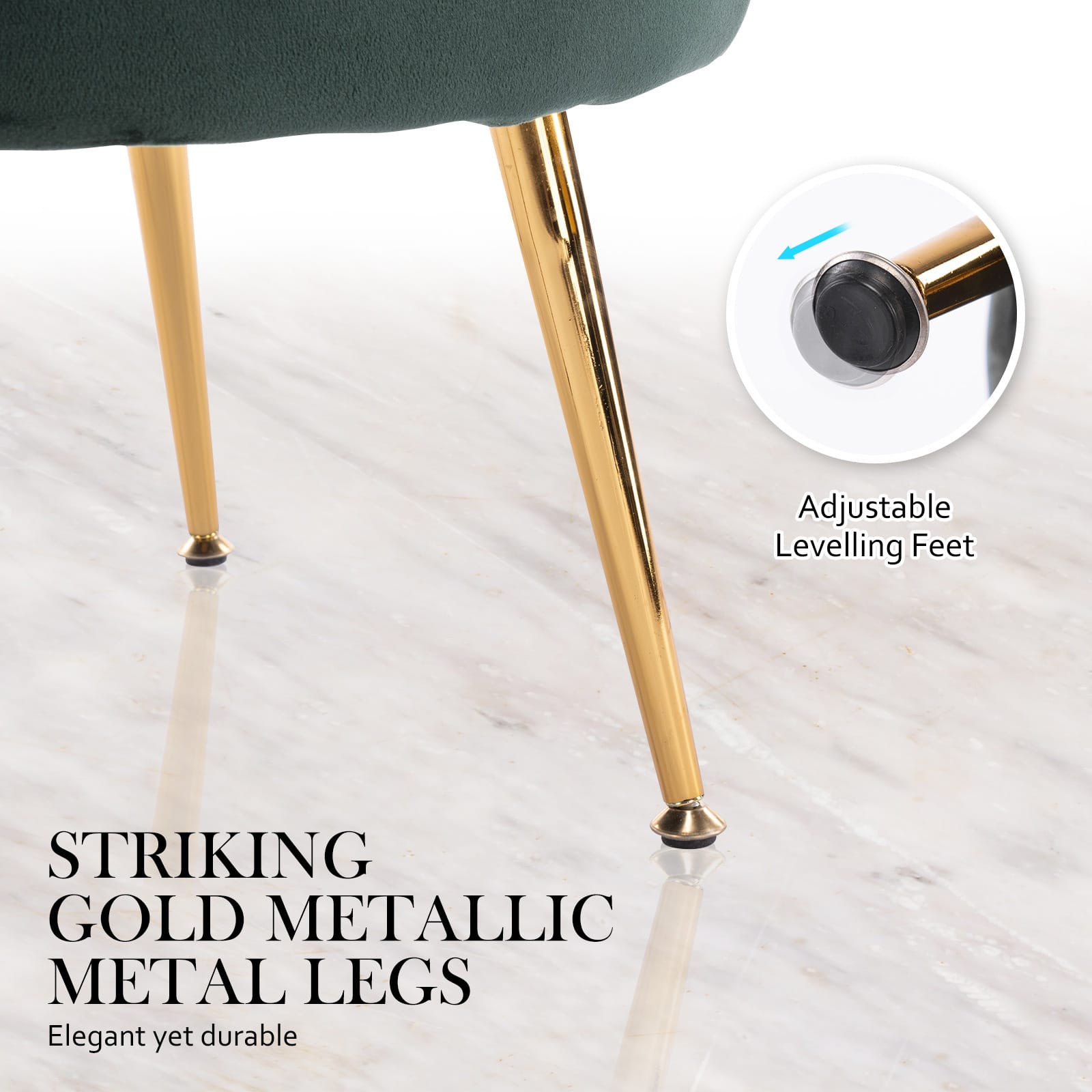 Velvet Armchair Green Accent 63x73x74cm