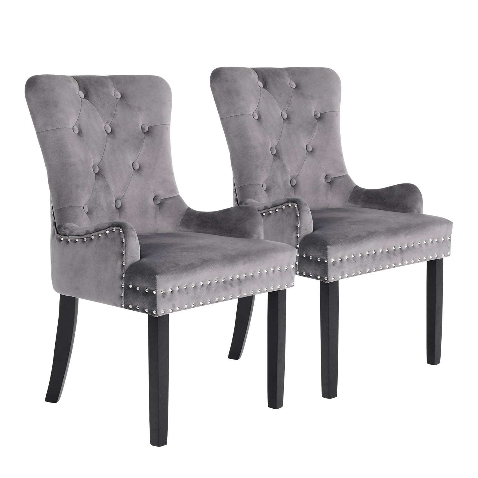 French Provincial Velvet Chair Grey 61x54x93cm