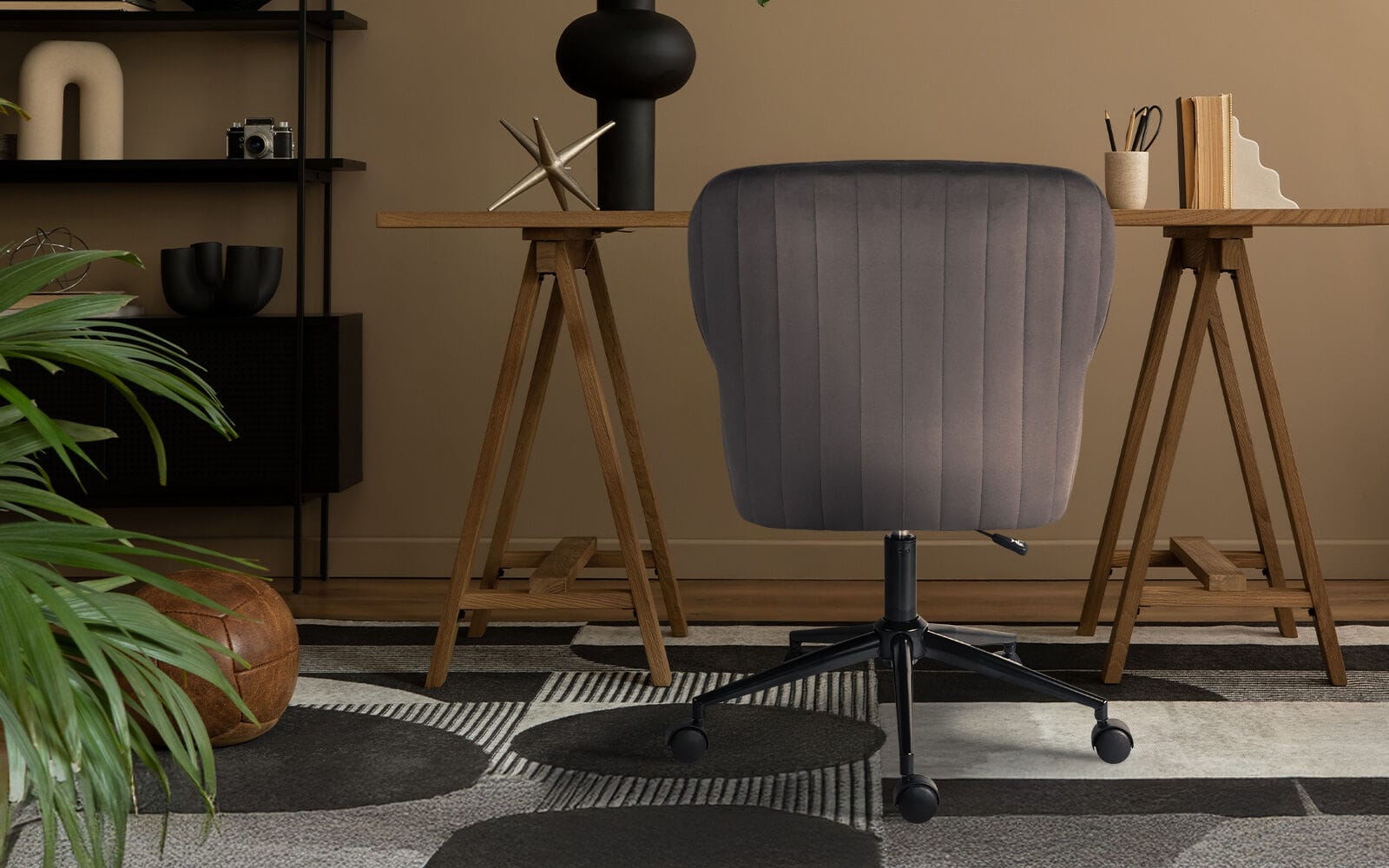 Grey Velvet Office Chair 63x63x86cm