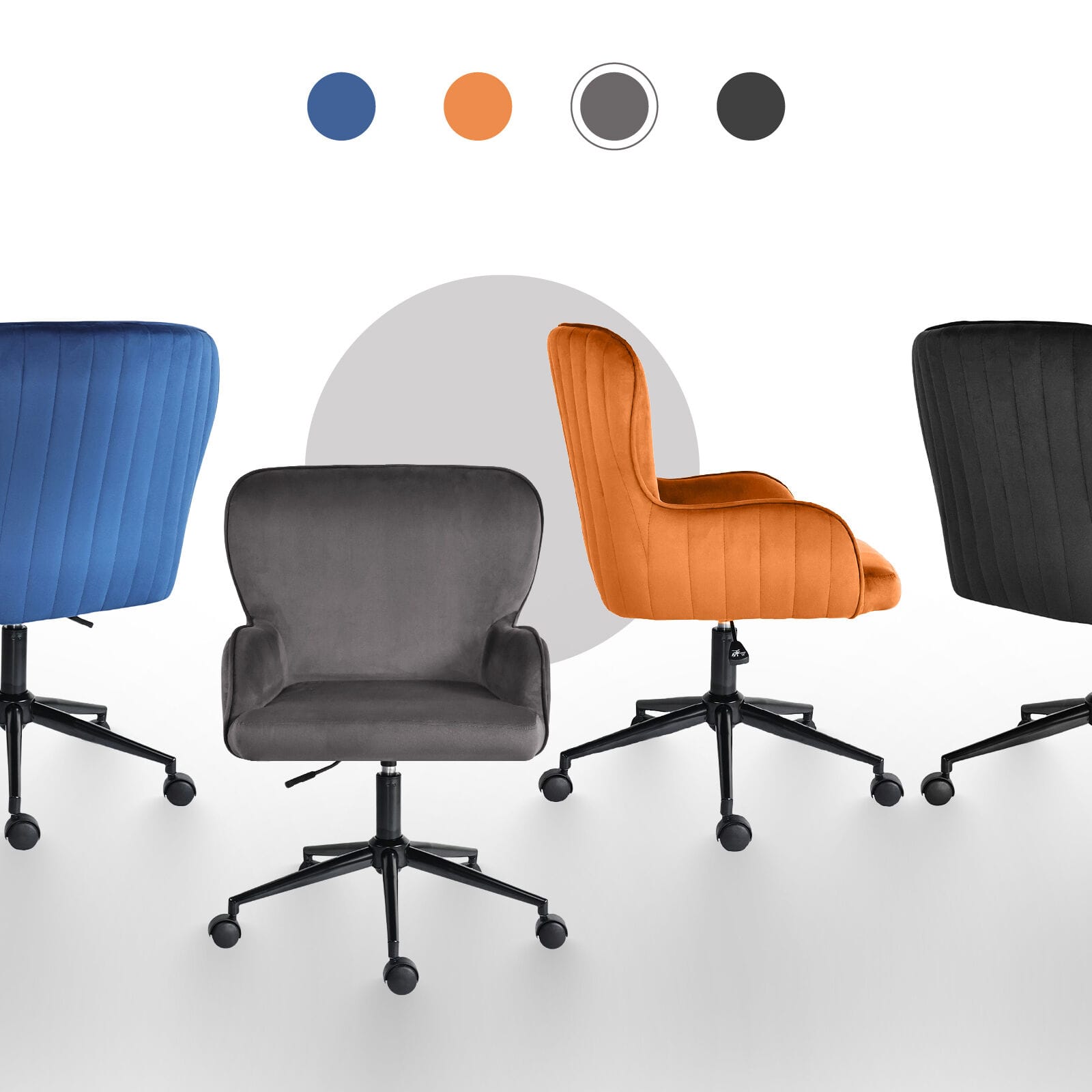 Grey Velvet Office Chair 63x63x86cm