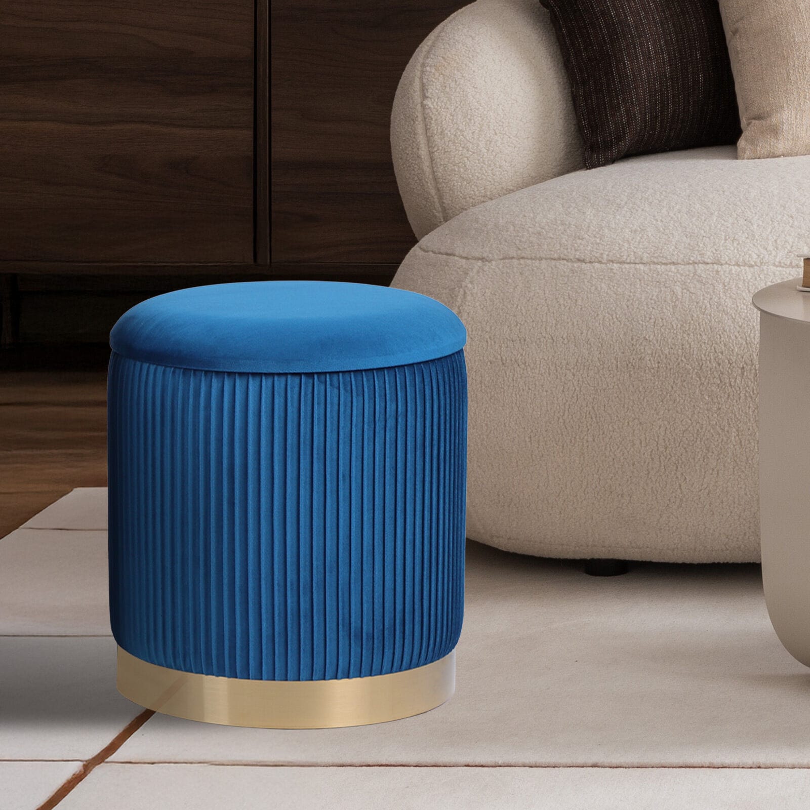 Velvet Storage Ottoman Set Blue 78x40x41.5cm