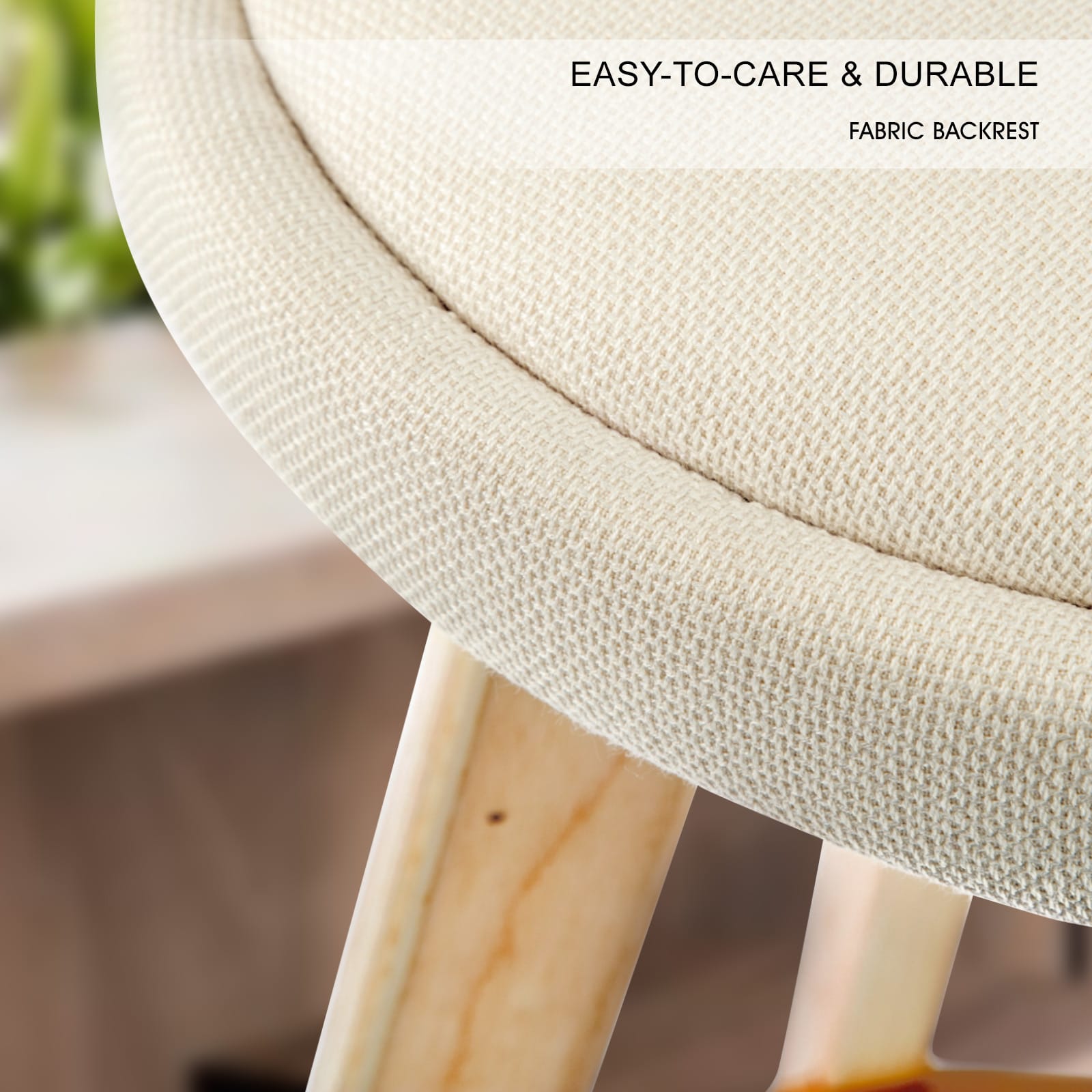 Bar Stool Beige Fabric 35x35x82cm