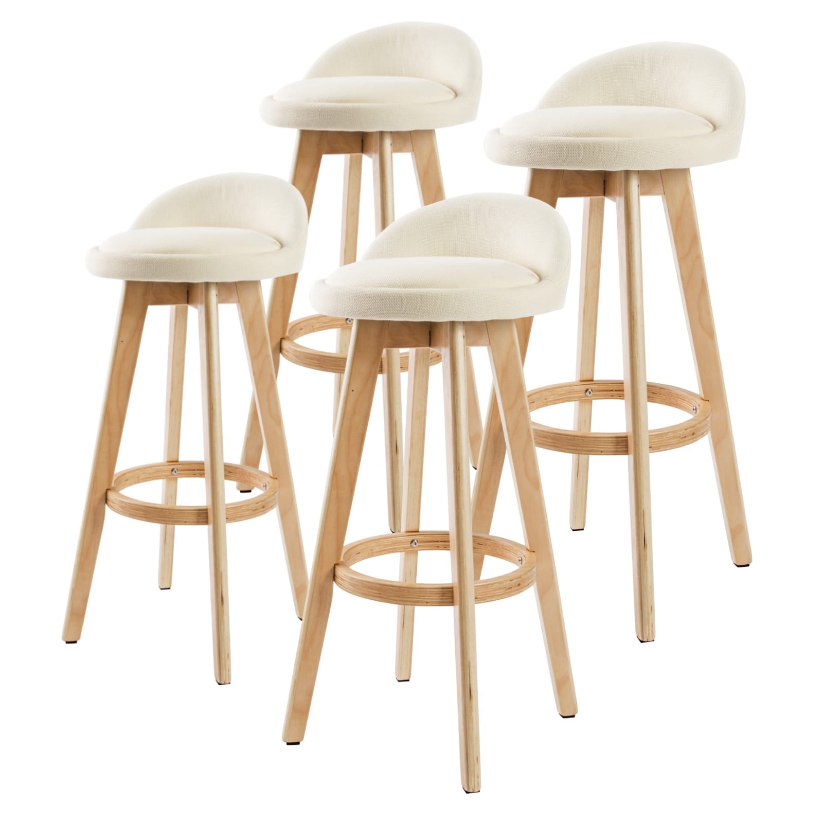 Bar Stool Beige Fabric 35x35x82cm