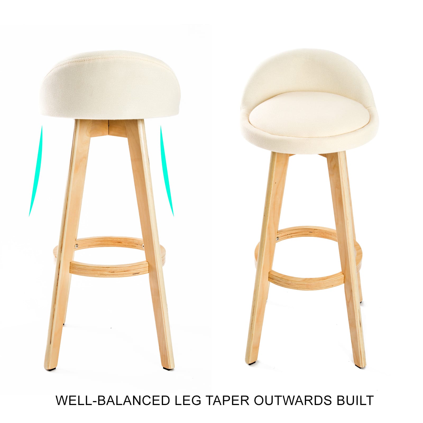 Bar Stool Beige Fabric 35x35x82cm