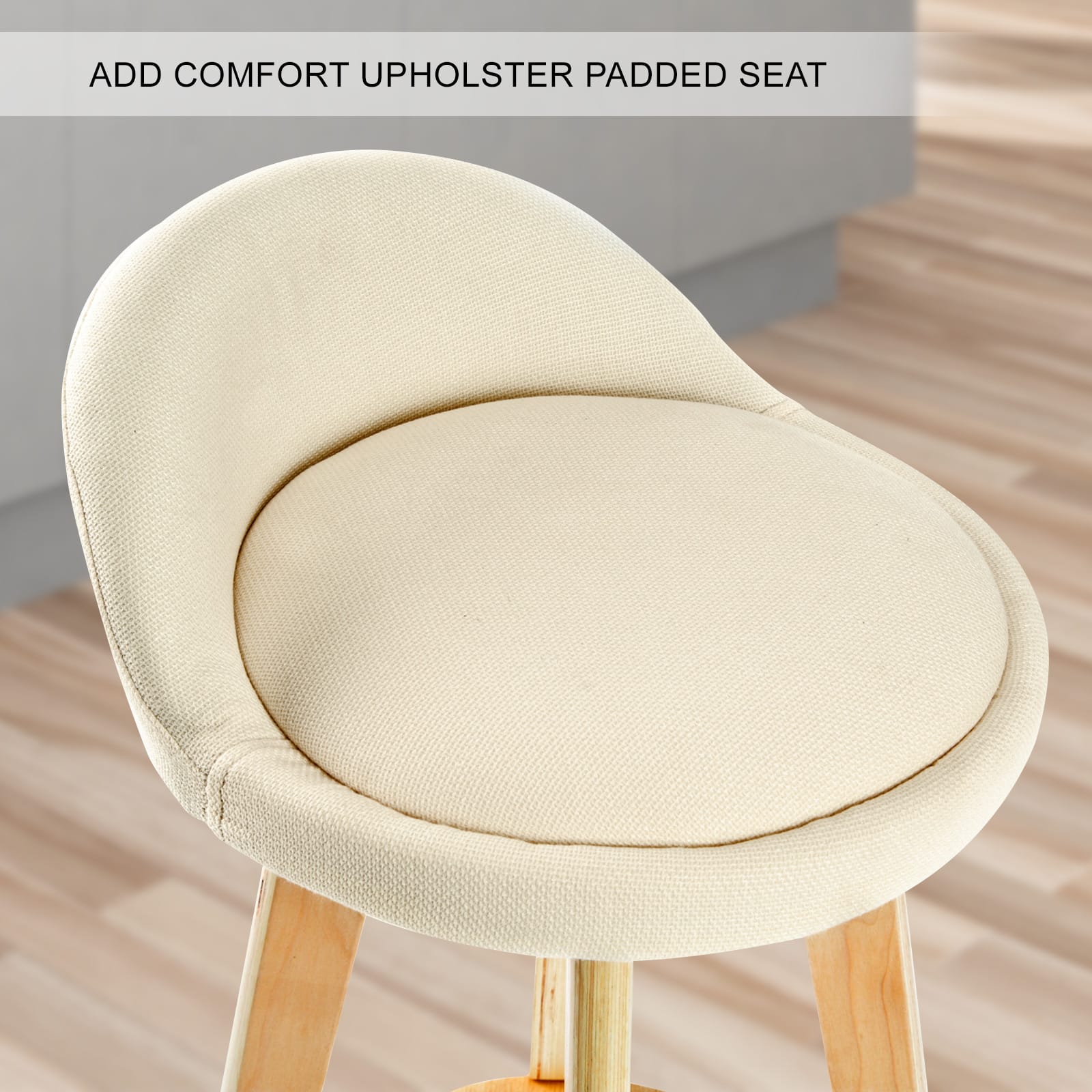 Bar Stool Beige Fabric 35x35x82cm