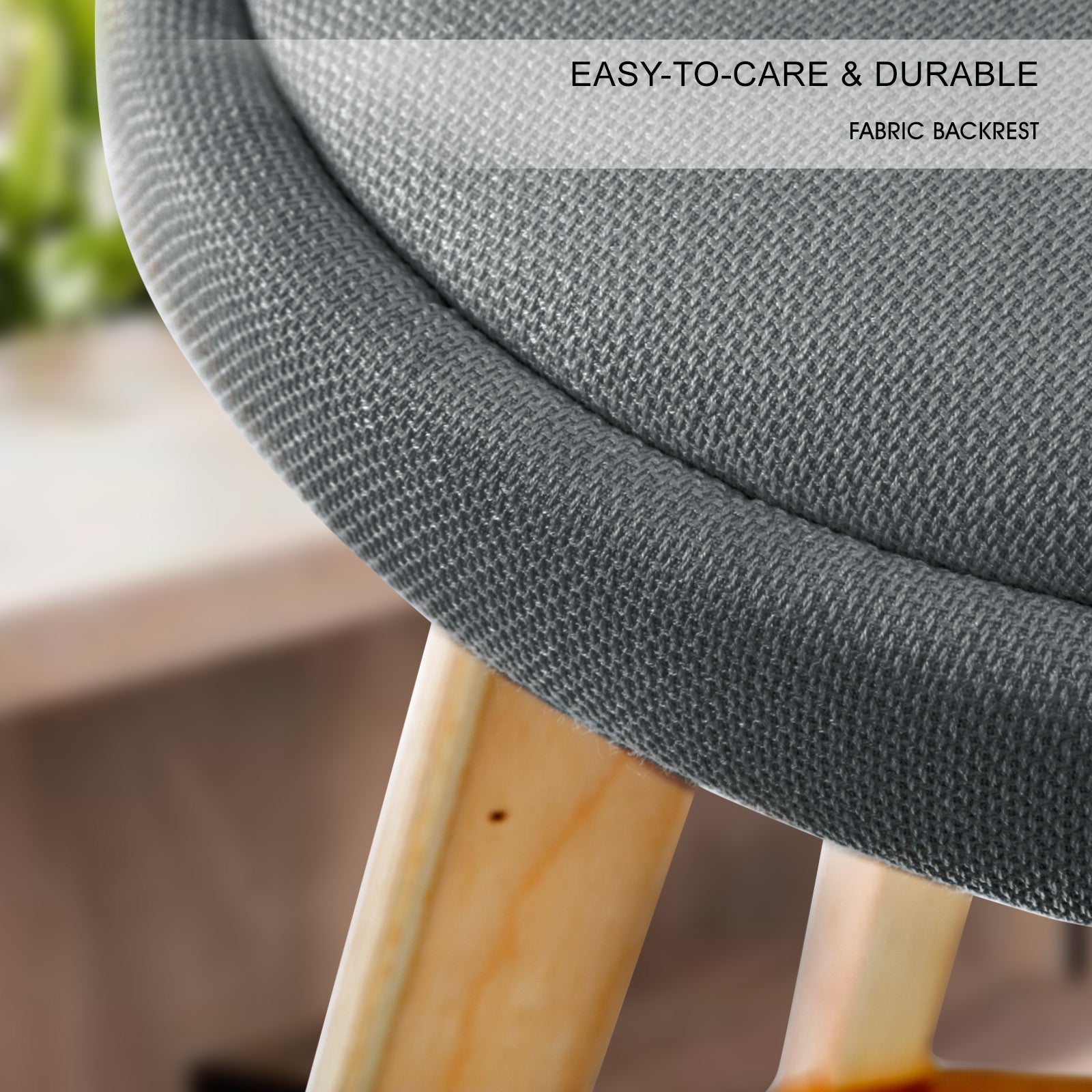 Wooden finish - 4X Wooden Bar Stool Dining Chair Fabric LEILA 72cm GREY