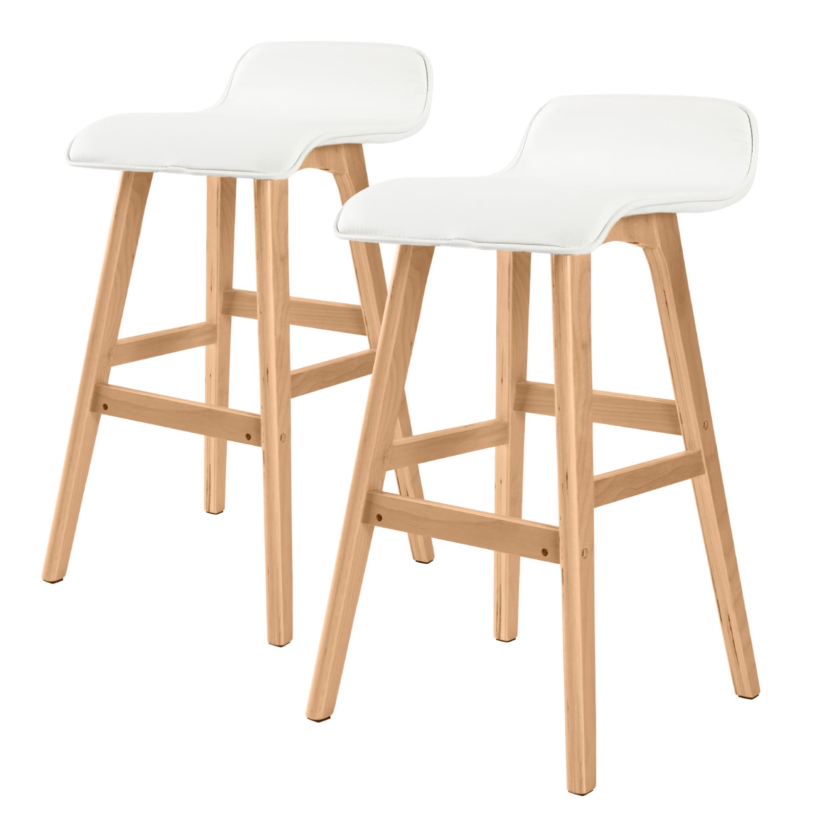 White Bar Stool Leather 40.5x41.5x75.5cm