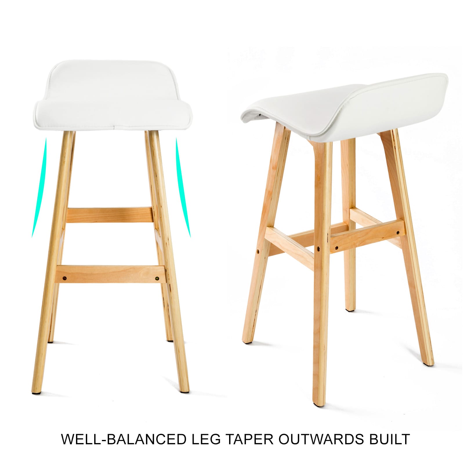 White Bar Stool Leather 40.5x41.5x75.5cm