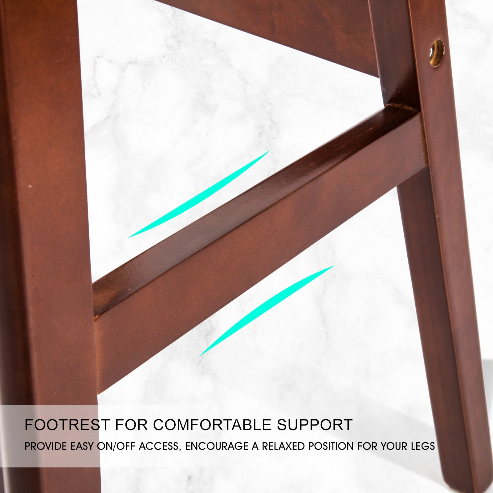 65Cm - 4X Wooden Bar Stool Dining Chair Leather SOPHIA 65cm WHITE BROWN