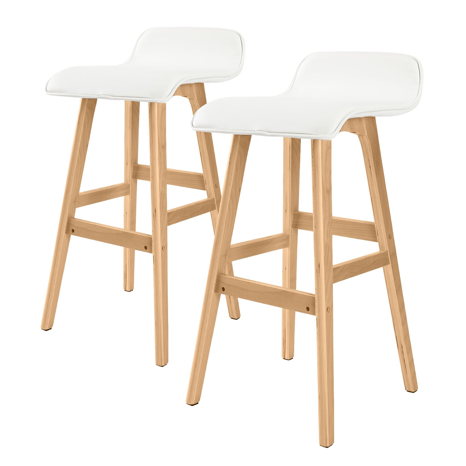 White Bar Stool Leather 40.5x41.5x83.5cm