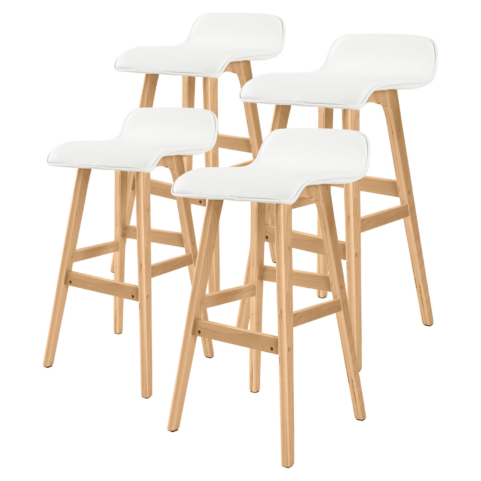 White Bar Stool Leather Chair 40.5x41.5x83.5cm