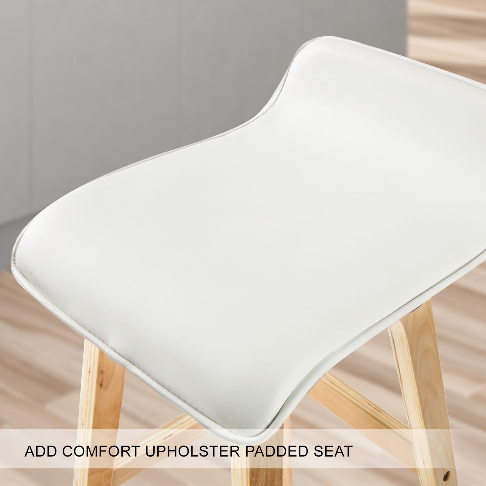 White Bar Stool Leather Chair 40.5x41.5x83.5cm