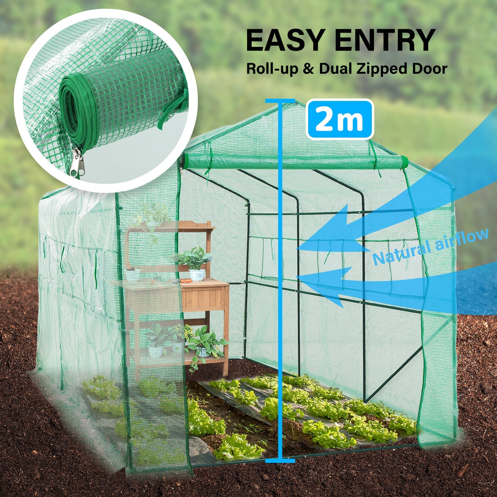 Garden Greenhouse Walk-In Shed 3.5x2x2M PE Apex with Greenhouses & Accessories