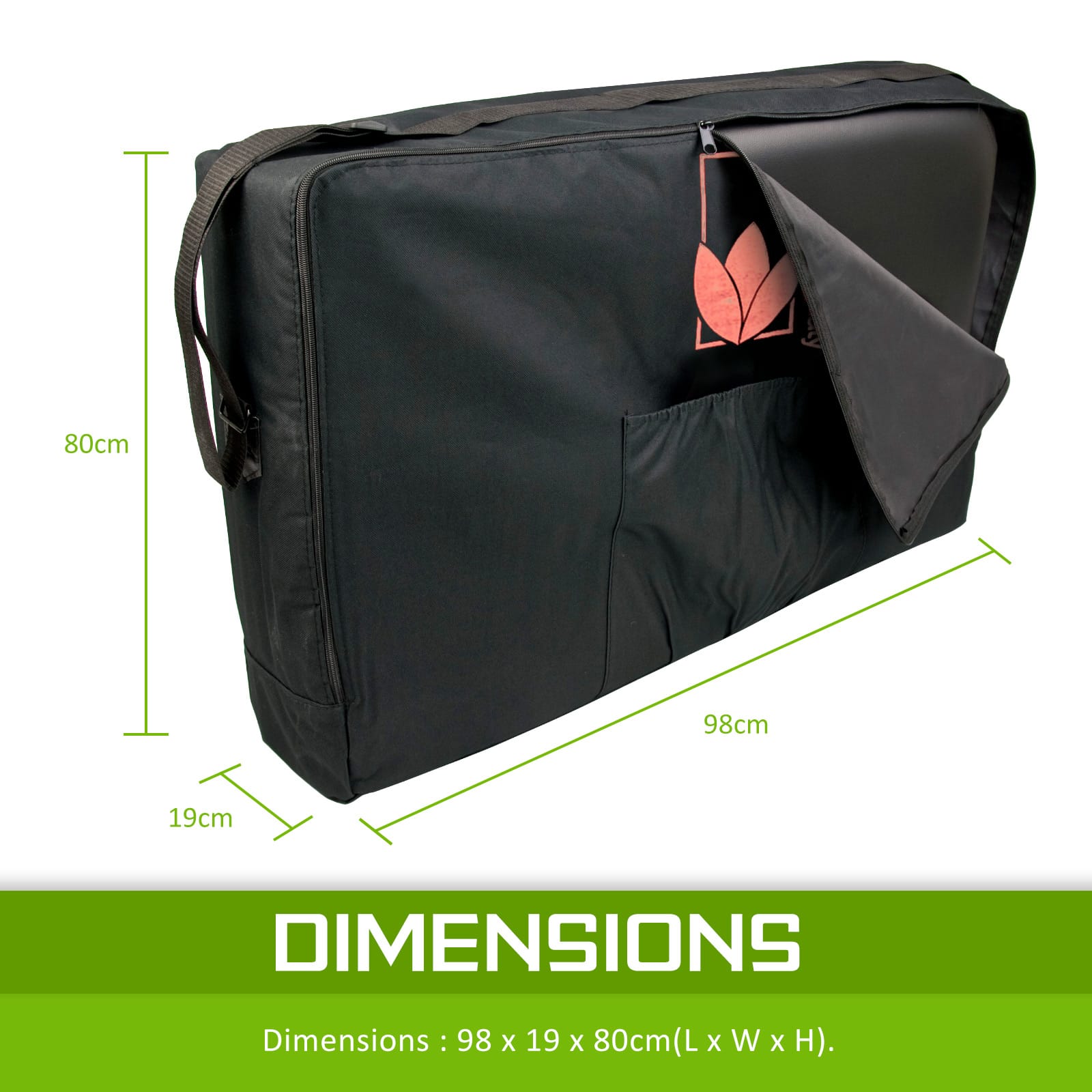 Massage Table Carry Bag 75cm Black 98x19x80cm