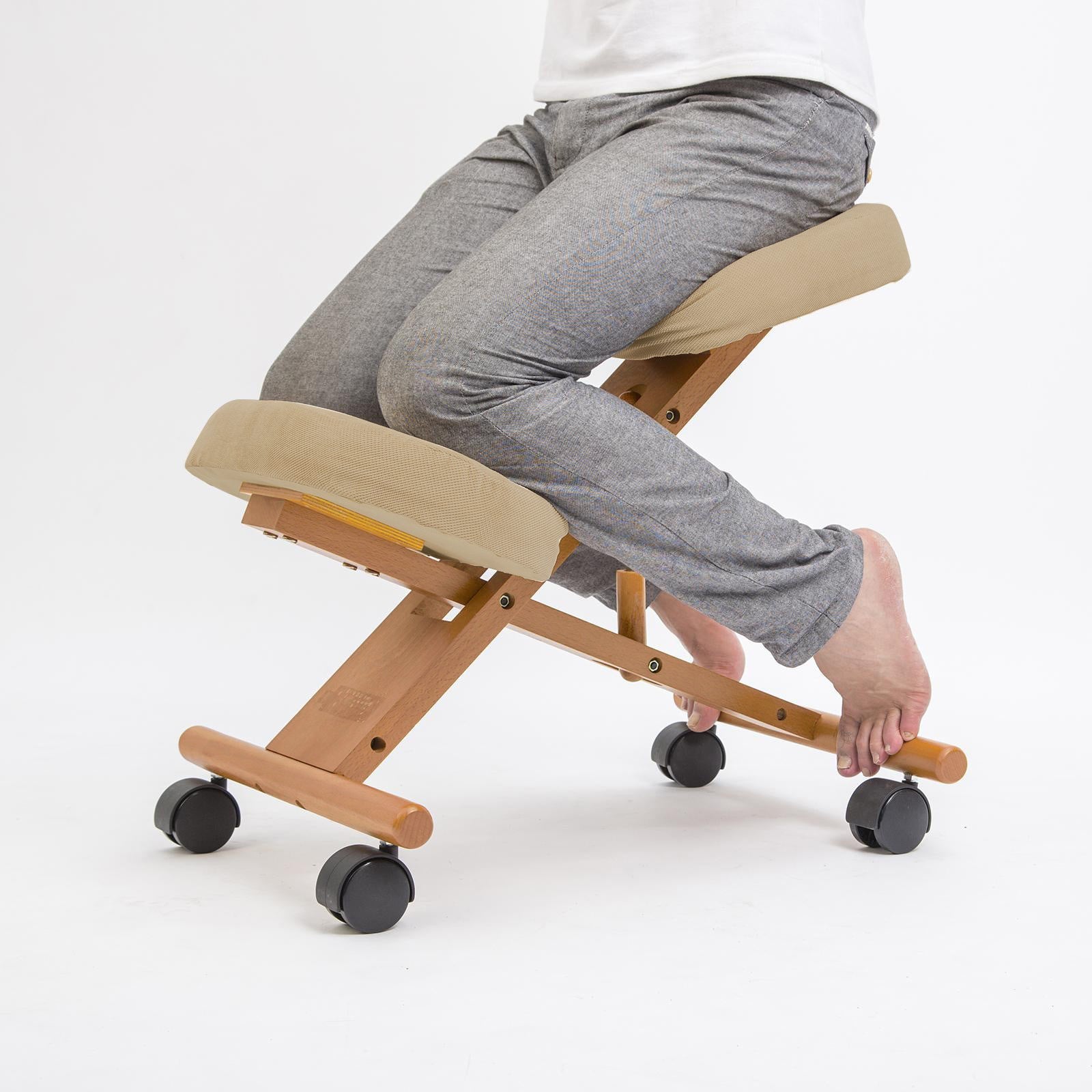 Ergonomic Adjustable Kneeling Chair BEIGE with Beige colour