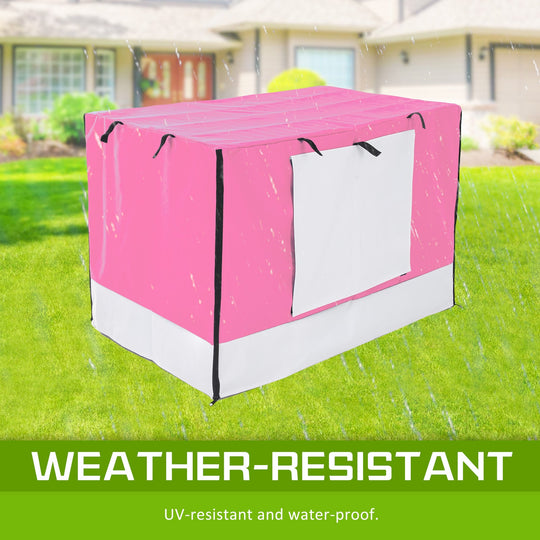 Wire Dog Cage Foldable Crate Kennel 24in with Tray + PINK Cover Combo - Dog Playpens & Gates